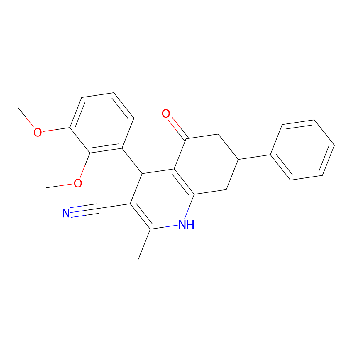 4-(2,3-Dimethoxyphenyl)-2-methyl-5-oxo-7-phenyl-1,4,5,6,7,8-hexahydroquinoline-3-carbonitrile molecular structure, CAS 312527-08-5