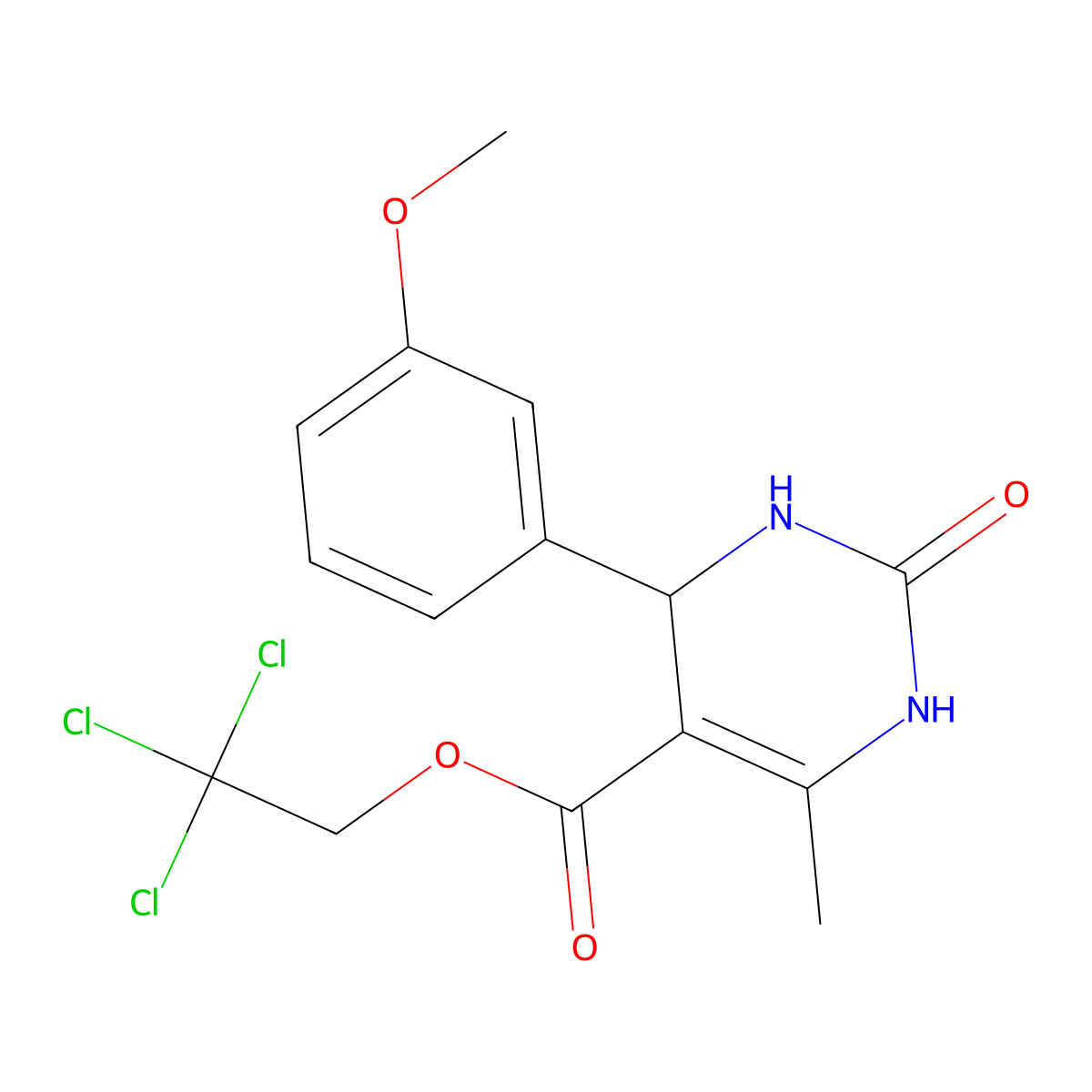 2,2,2-Trichloroethyl 4-(3-methoxyphenyl)-6-methyl-2-oxo-1,2,3,4-tetrahydropyrimidine-5-carboxylate molecular structure, CAS 312527-32-5