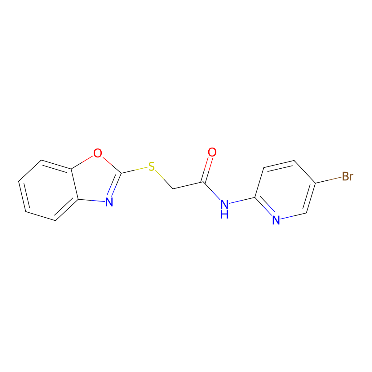 2-(1,3-benzoxazol-2-ylsulfanyl)-N-(5-bromopyridin-2-yl)acetamide molecular structure, CAS 312527-34-7