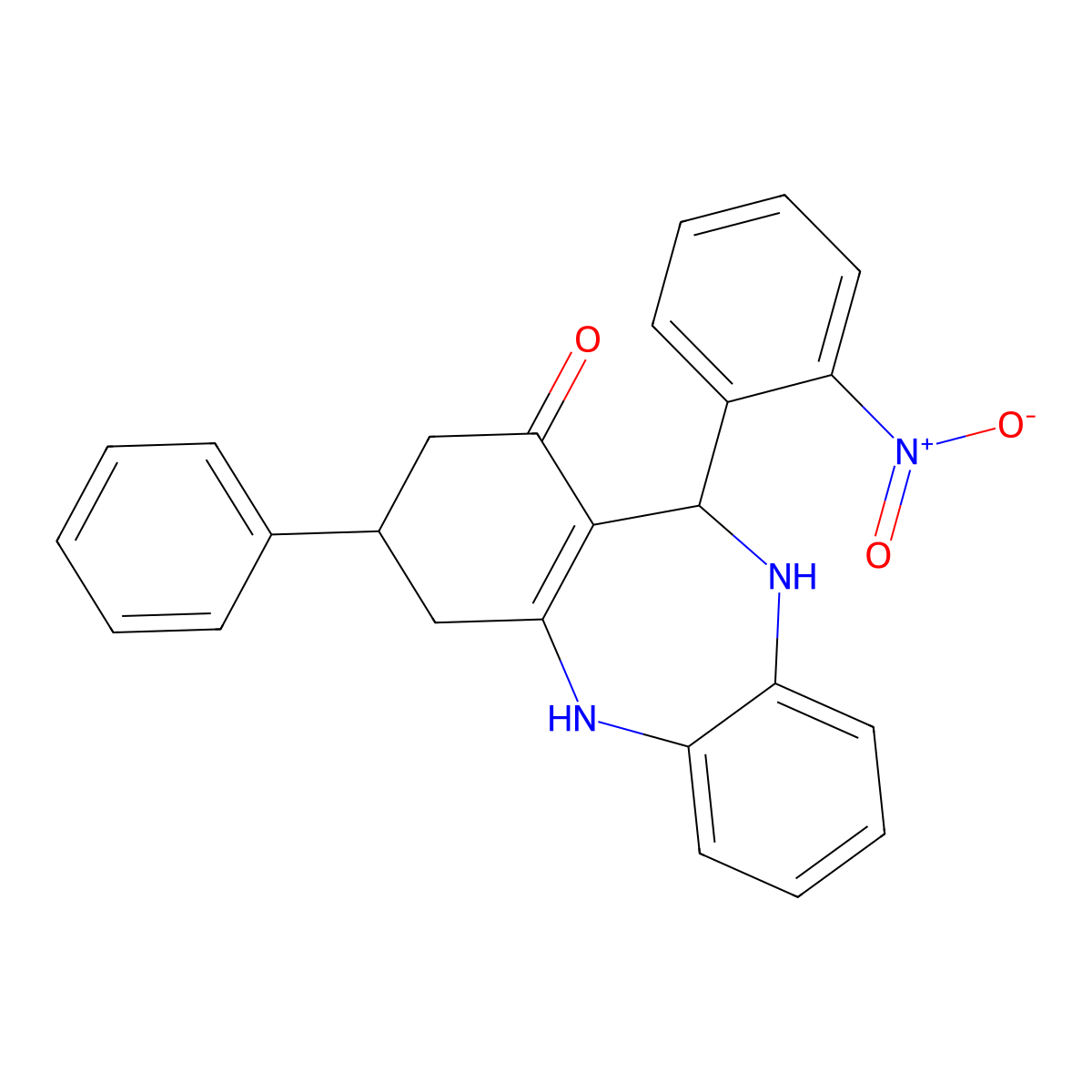 6-(2-Nitrophenyl)-9-phenyl-5,6,8,9,10,11-hexahydrobenzo[b][1,4]benzodiazepin-7-one molecular structure, CAS 312527-41-6