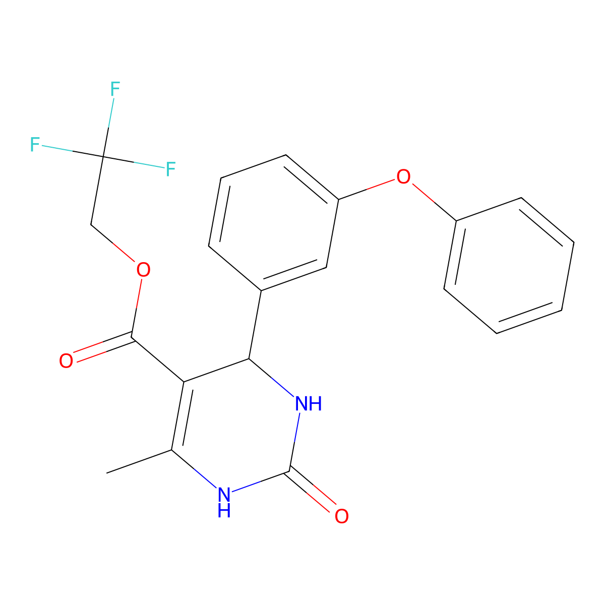 2,2,2-Trifluoroethyl 6-methyl-2-oxo-4-(3-phenoxyphenyl)-1,2,3,4-tetrahydropyrimidine-5-carboxylate molecular structure, CAS 312527-43-8