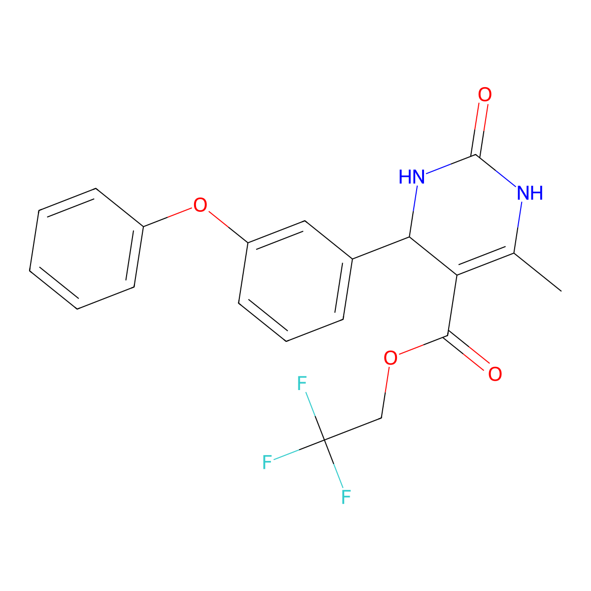 2,2,2-Trifluoroethyl 6-methyl-2-oxo-4-(3-phenoxyphenyl)-1,2,3,4-tetrahydropyrimidine-5-carboxylate molecular structure, CAS 312527-43-8