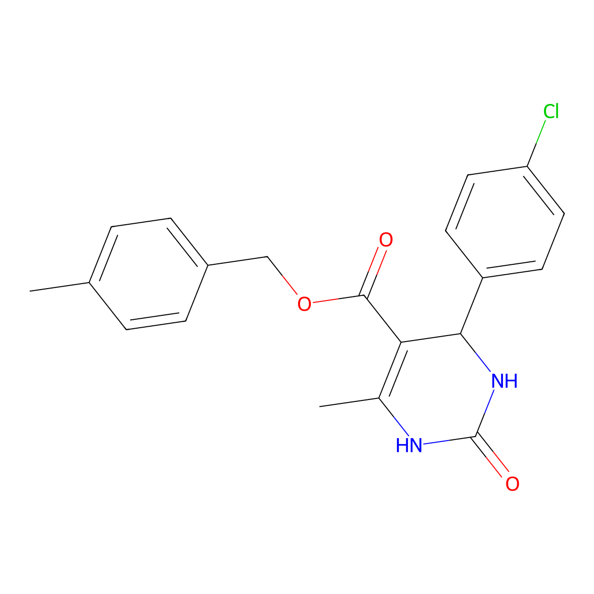 4-Methylbenzyl 4-(4-chlorophenyl)-6-methyl-2-oxo-1,2,3,4-tetrahydropyrimidine-5-carboxylate molecular structure, CAS 312527-44-9
