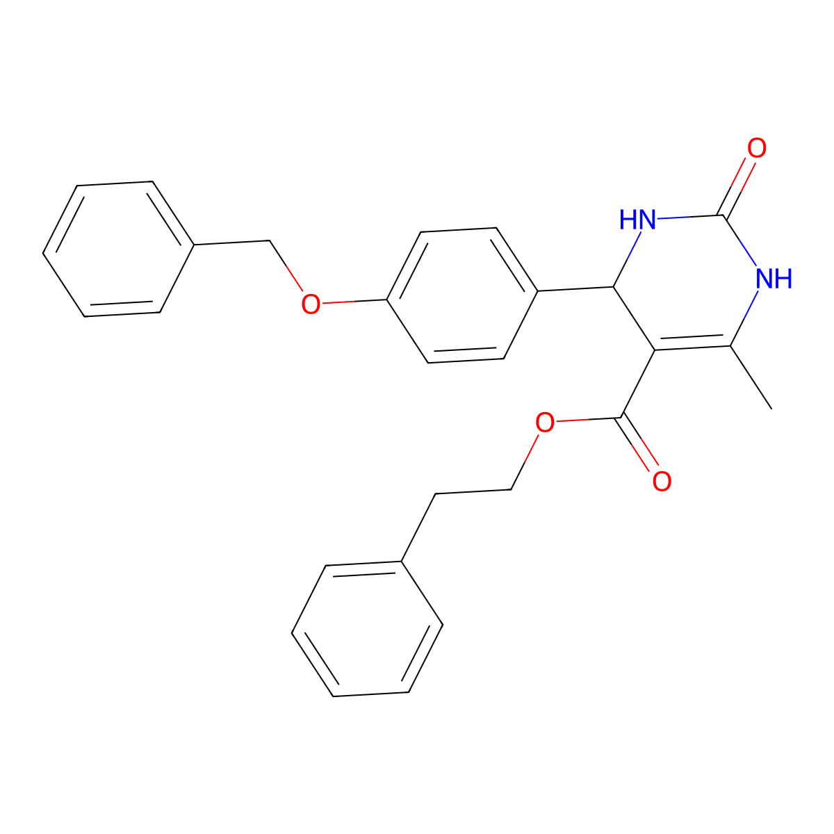 2-Phenylethyl 4-[4-(benzyloxy)phenyl]-6-methyl-2-oxo-1,2,3,4-tetrahydropyrimidine-5-carboxylate molecular structure, CAS 312527-46-1