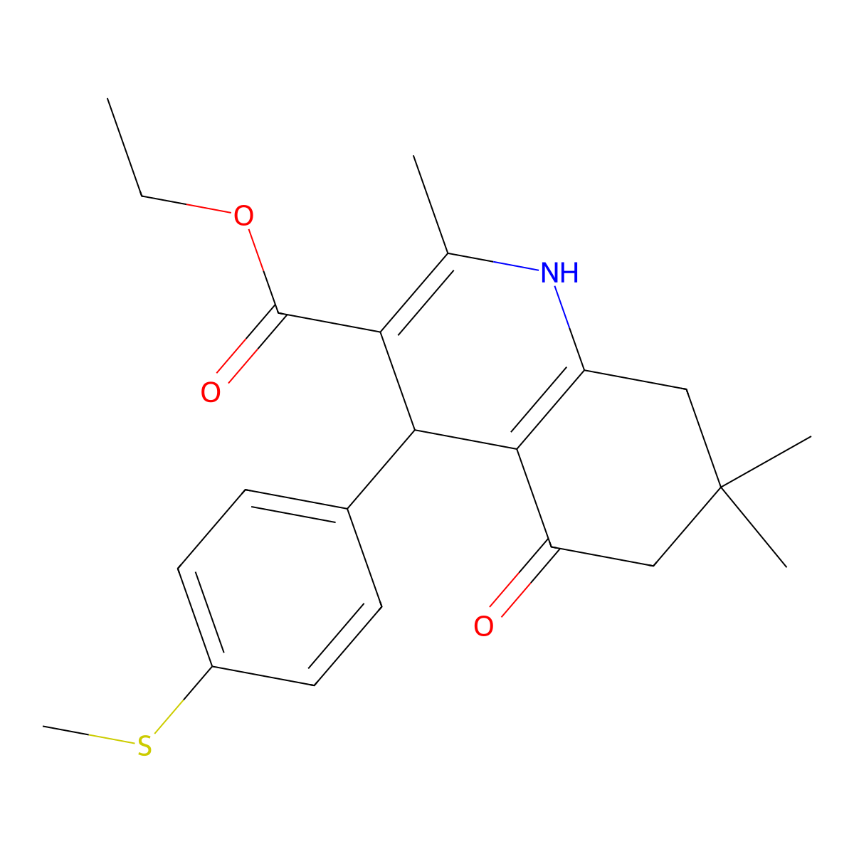 Ethyl 2,7,7-trimethyl-4-[4-(methylsulfanyl)phenyl]-5-oxo-1,4,5,6,7,8-hexahydroquinoline-3-carboxylate molecular structure, CAS 312527-51-8