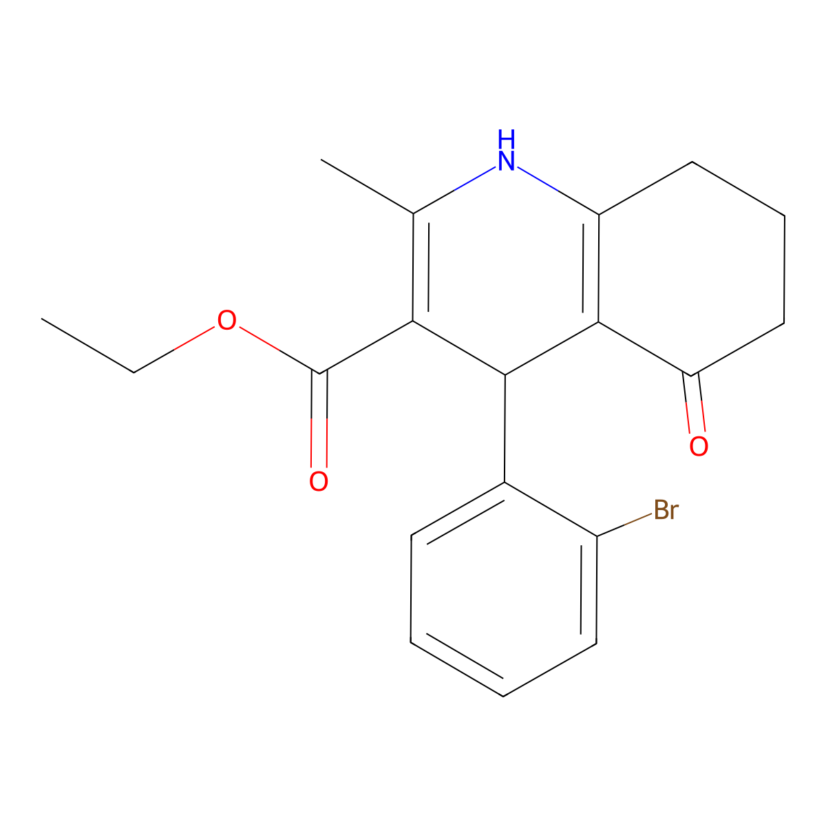 Ethyl 4-(2-bromophenyl)-2-methyl-5-oxo-1,4,5,6,7,8-hexahydroquinoline-3-carboxylate molecular structure, CAS 312527-53-0