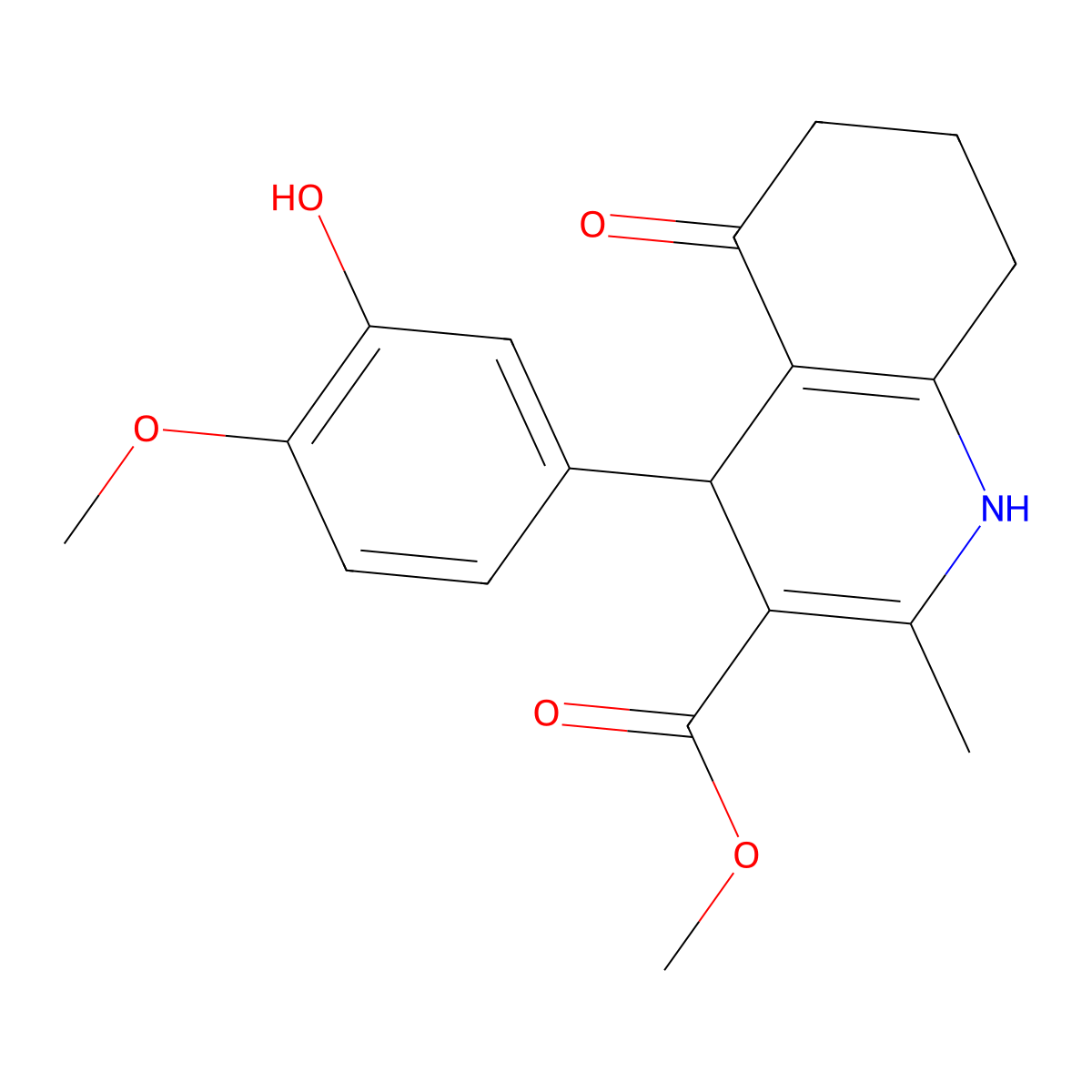 Methyl 4-(3-hydroxy-4-methoxyphenyl)-2-methyl-5-oxo-1,4,5,6,7,8-hexahydroquinoline-3-carboxylate molecular structure, CAS 312527-55-2