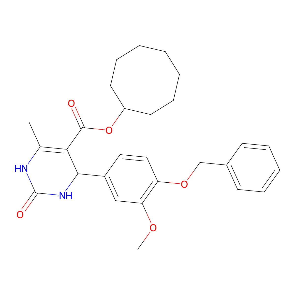 Cyclooctyl 4-[4-(benzyloxy)-3-methoxyphenyl]-6-methyl-2-oxo-1,2,3,4-tetrahydropyrimidine-5-carboxylate molecular structure, CAS 312527-72-3