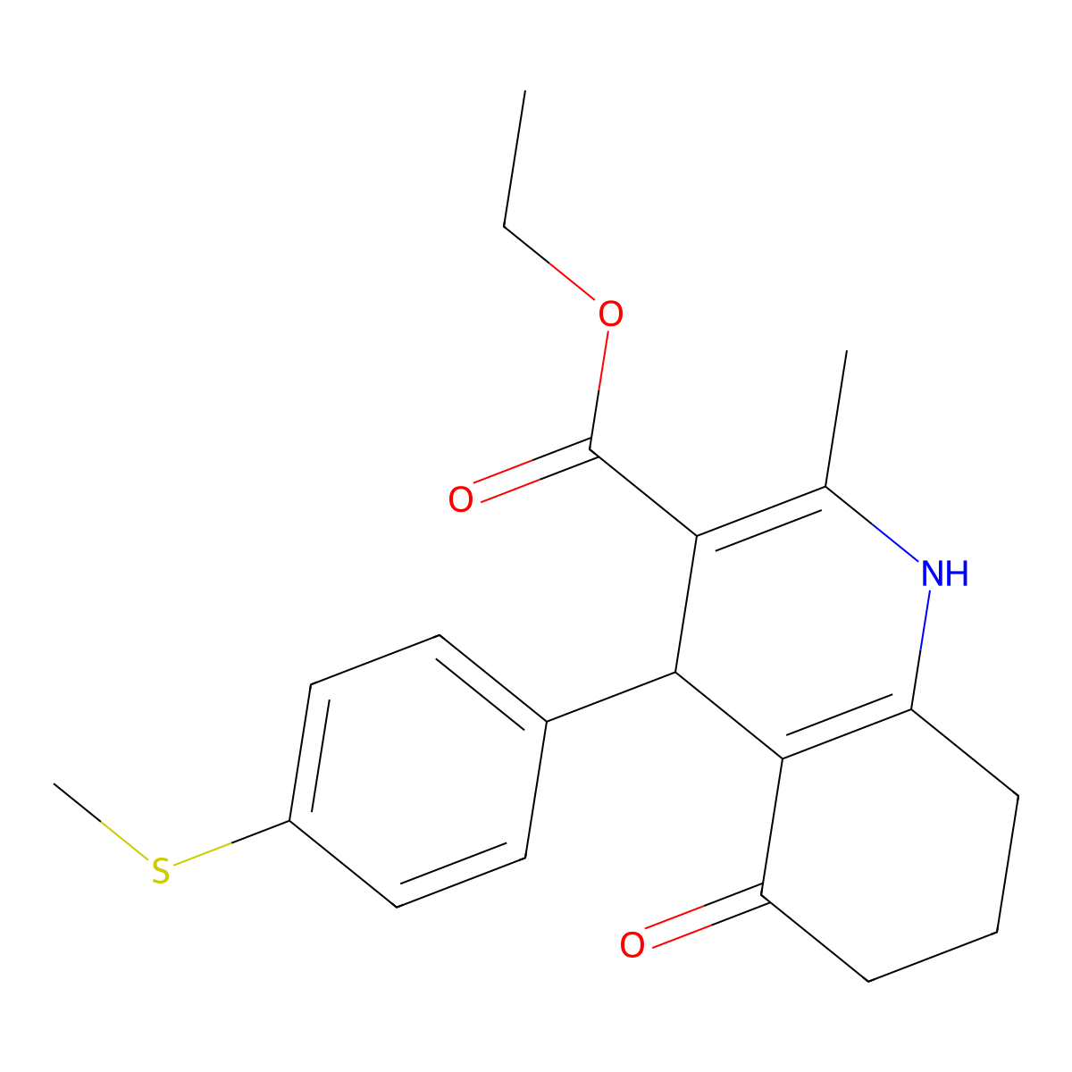 Ethyl 2-methyl-4-[4-(methylsulfanyl)phenyl]-5-oxo-1,4,5,6,7,8-hexahydroquinoline-3-carboxylate molecular structure, CAS 312527-79-0
