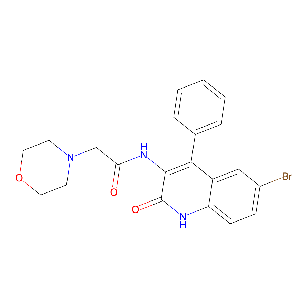 N-(6-bromo-2-oxo-4-phenyl-1,2-dihydroquinolin-3-yl)-2-morpholinoacetamide molecular structure, CAS 312527-89-2