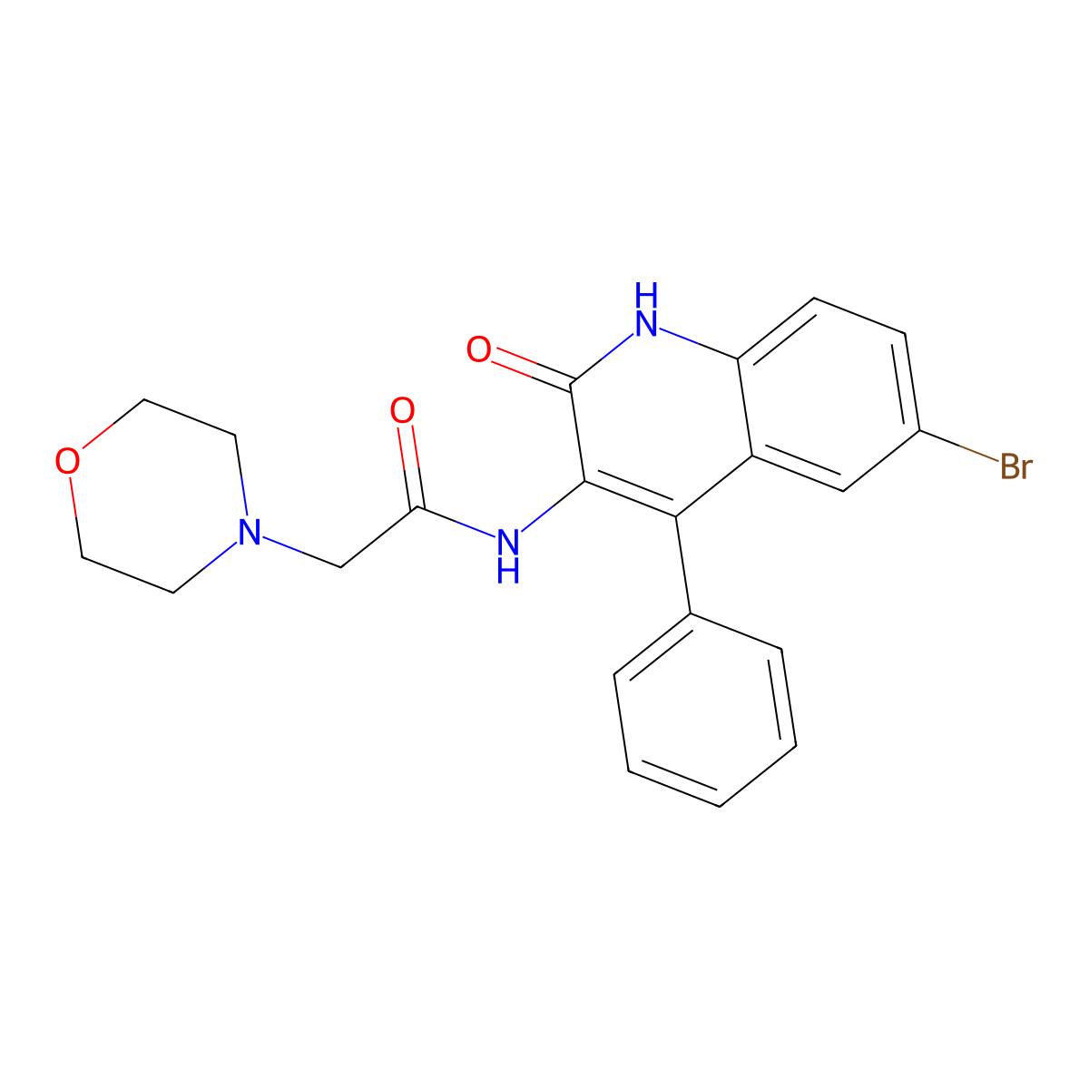 N-(6-bromo-2-oxo-4-phenyl-1,2-dihydroquinolin-3-yl)-2-morpholinoacetamide molecular structure, CAS 312527-89-2