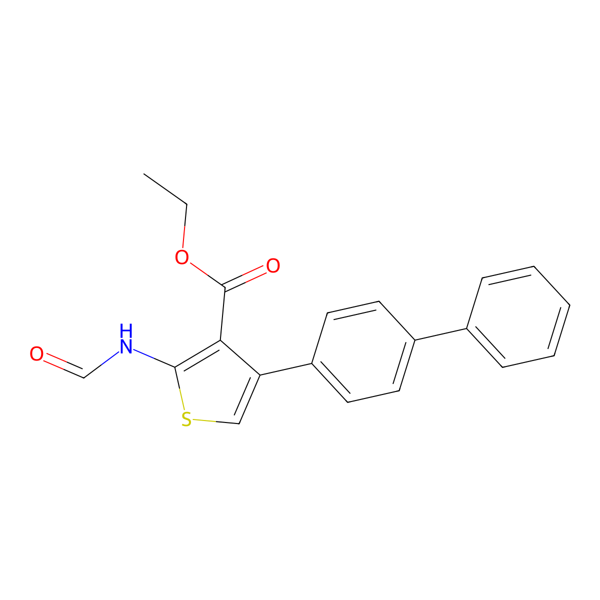 Ethyl 2-formamido-4-(4-phenylphenyl)thiophene-3-carboxylate molecular structure, CAS 312528-01-1