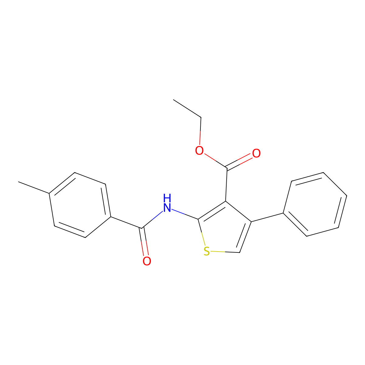 Ethyl 2-[(4-methylbenzoyl)amino]-4-phenylthiophene-3-carboxylate molecular structure, CAS 312528-09-9