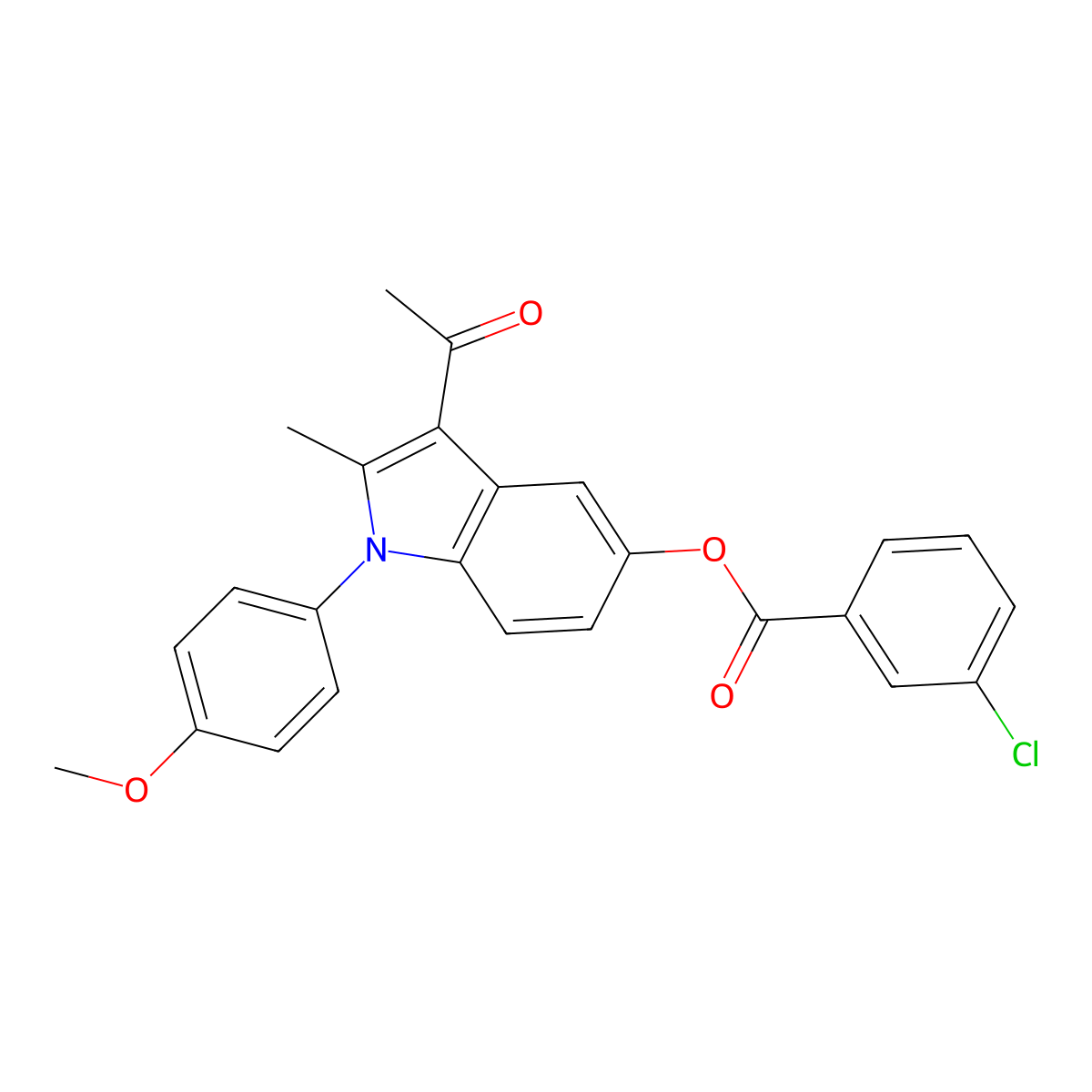 3-acetyl-1-(4-methoxyphenyl)-2-methyl-1H-indol-5-yl 3-chlorobenzoate molecular structure, CAS 312528-15-7