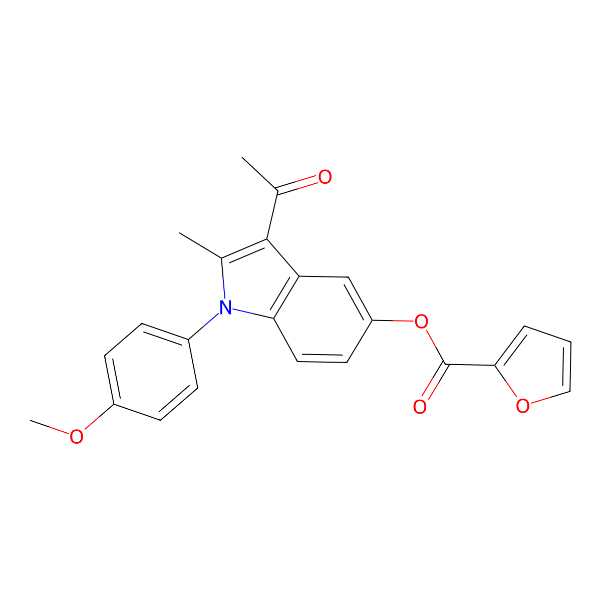 3-acetyl-1-(4-methoxyphenyl)-2-methyl-1H-indol-5-yl furan-2-carboxylate molecular structure, CAS 312528-21-5