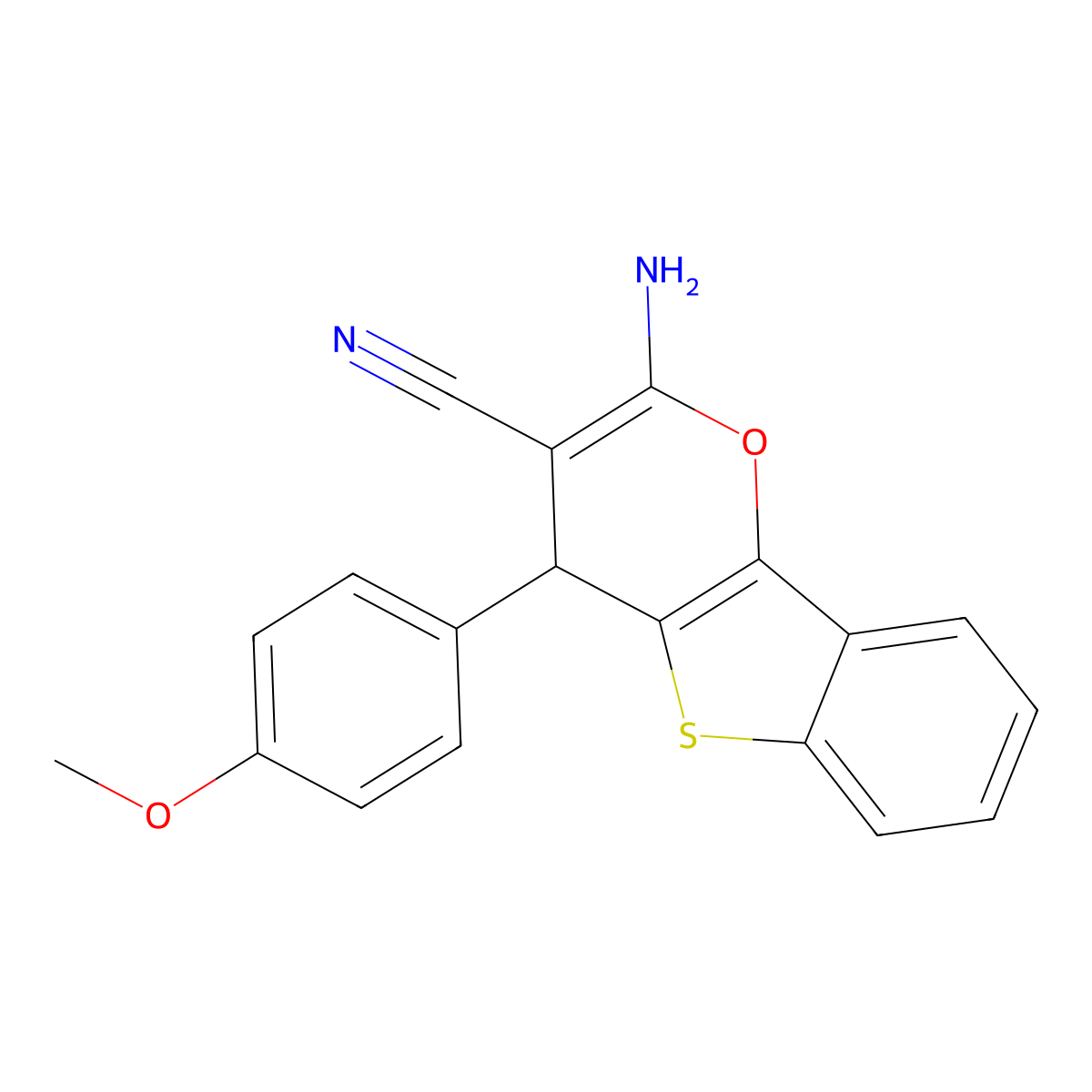 2-amino-4-(4-methoxyphenyl)-4H-[1]benzothiolo[3,2-b]pyran-3-carbonitrile molecular structure, CAS 312528-40-8