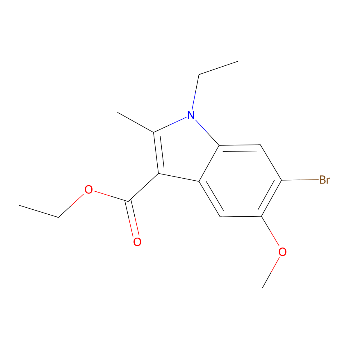 ethyl 6-bromo-1-ethyl-5-methoxy-2-methyl-1H-indole-3-carboxylate molecular structure, CAS 312528-44-2