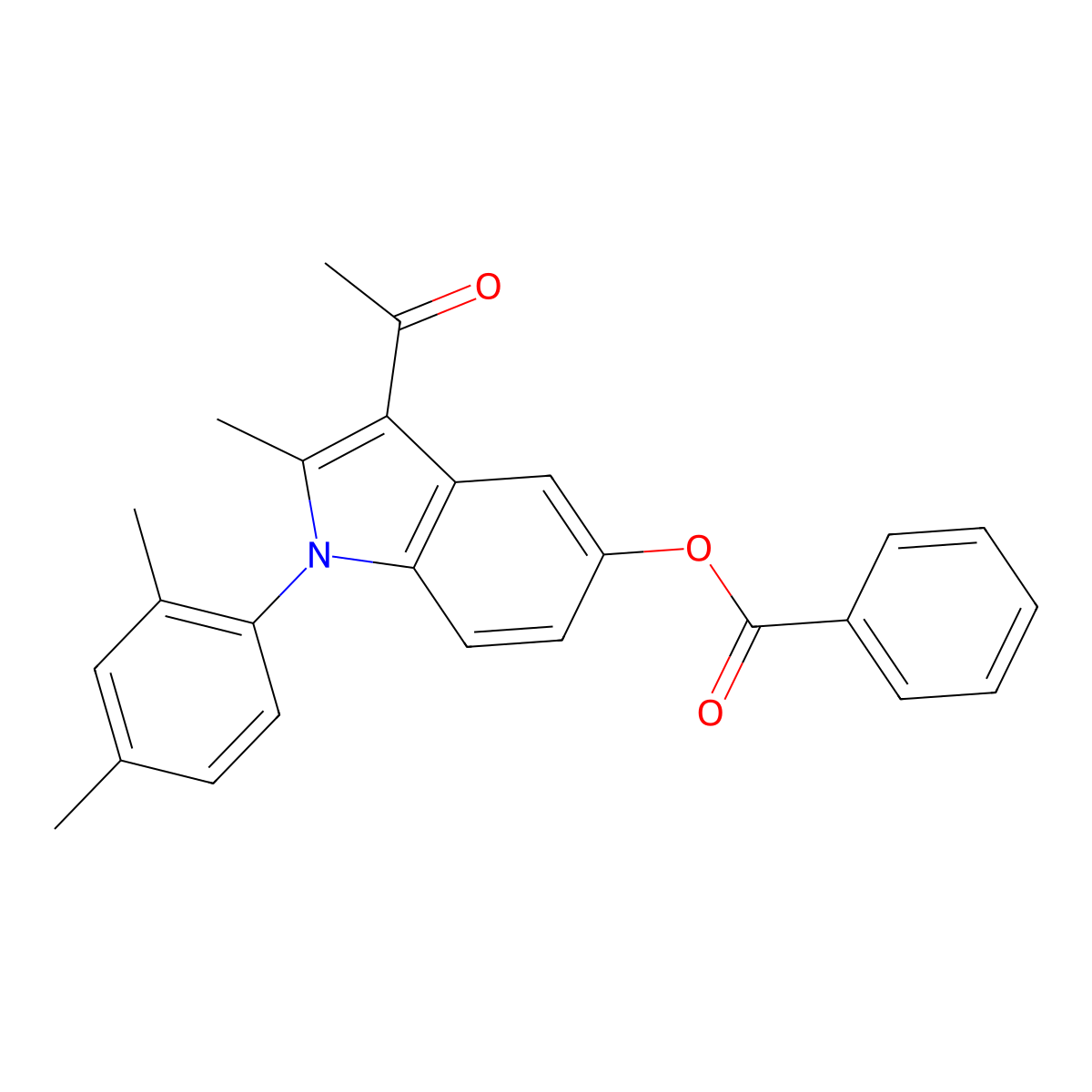 3-acetyl-1-(2,4-dimethylphenyl)-2-methyl-1H-indol-5-yl benzoate molecular structure, CAS 312528-46-4