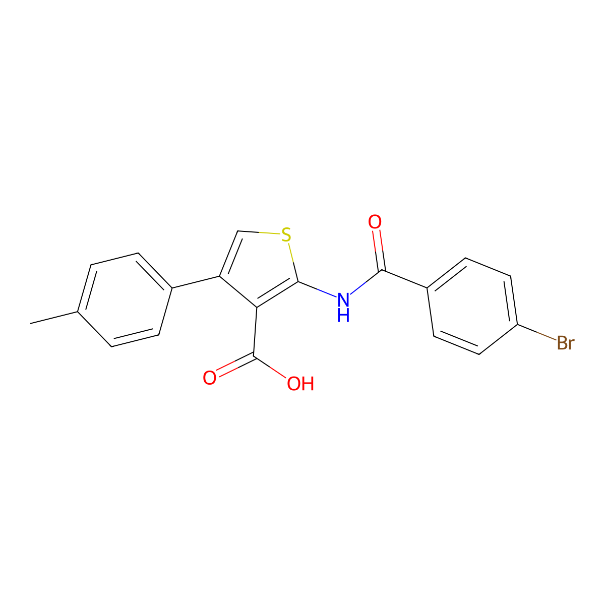 2-[(4-Bromobenzoyl)amino]-4-(4-methylphenyl)thiophene-3-carboxylic acid molecular structure, CAS 312528-49-7