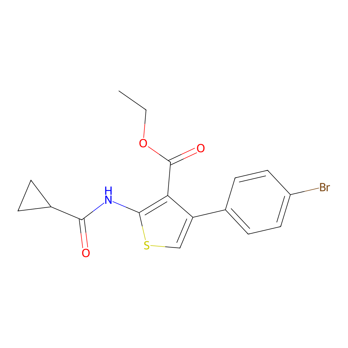 Ethyl 4-(4-bromophenyl)-2-(cyclopropanecarboxamido)thiophene-3-carboxylate molecular structure, CAS 312528-52-2