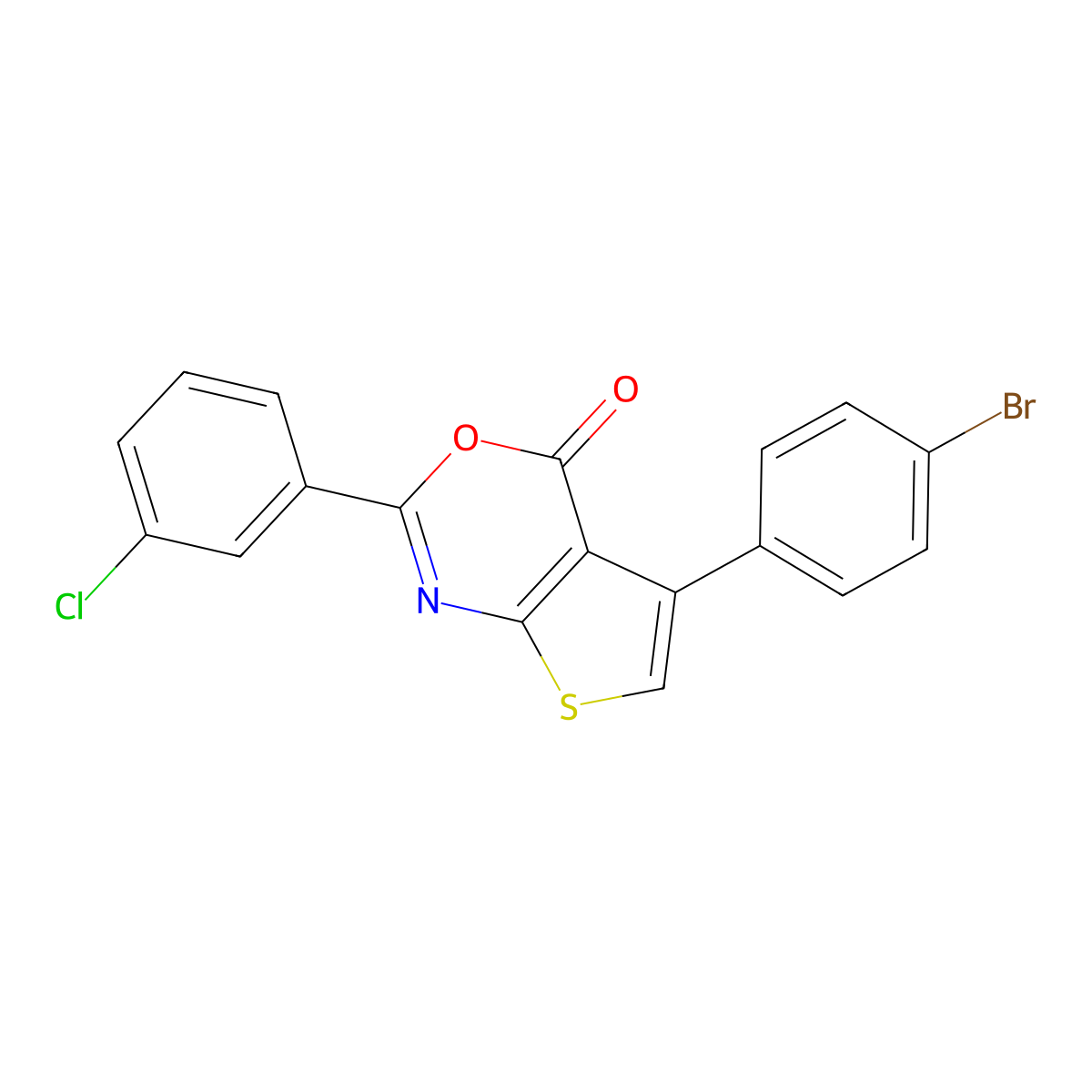 5-(4-bromophenyl)-2-(3-chlorophenyl)-4H-thieno[2,3-d][1,3]oxazin-4-one molecular structure, CAS 312528-53-3