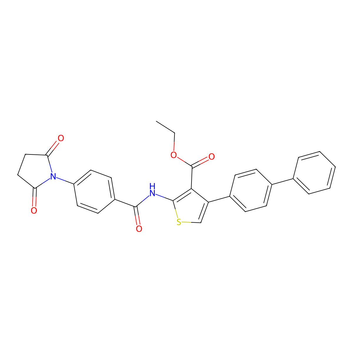 Ethyl 2-[[4-(2,5-dioxopyrrolidin-1-yl)benzoyl]amino]-4-(4-phenylphenyl)thiophene-3-carboxylate molecular structure, CAS 312528-64-6
