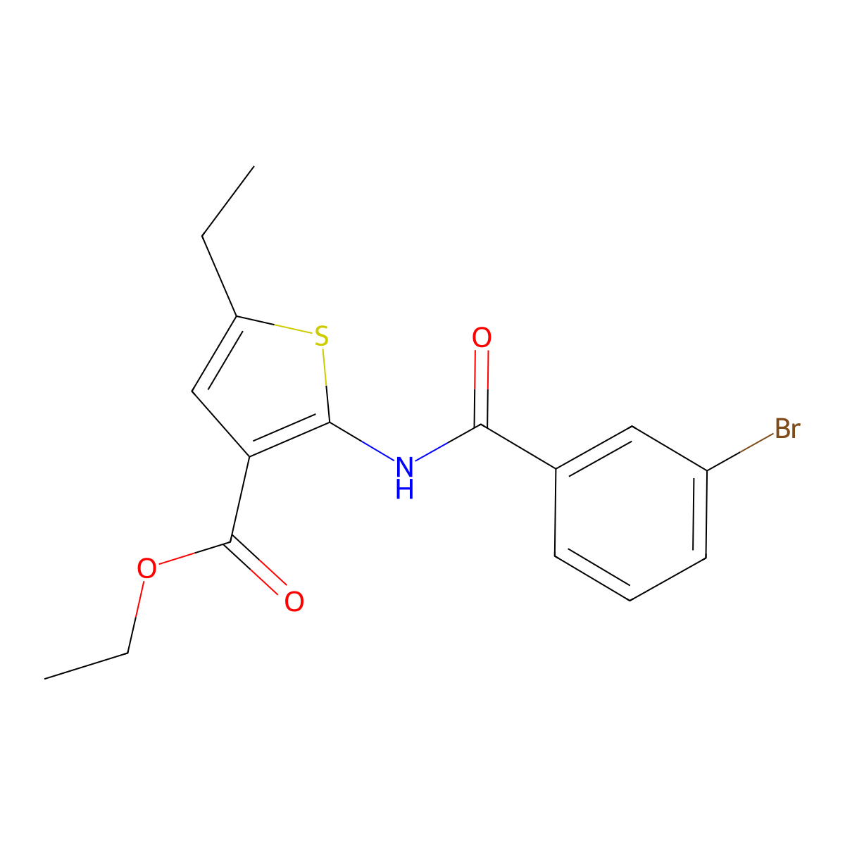 Ethyl 2-[(3-bromobenzoyl)amino]-5-ethylthiophene-3-carboxylate molecular structure, CAS 312528-71-5