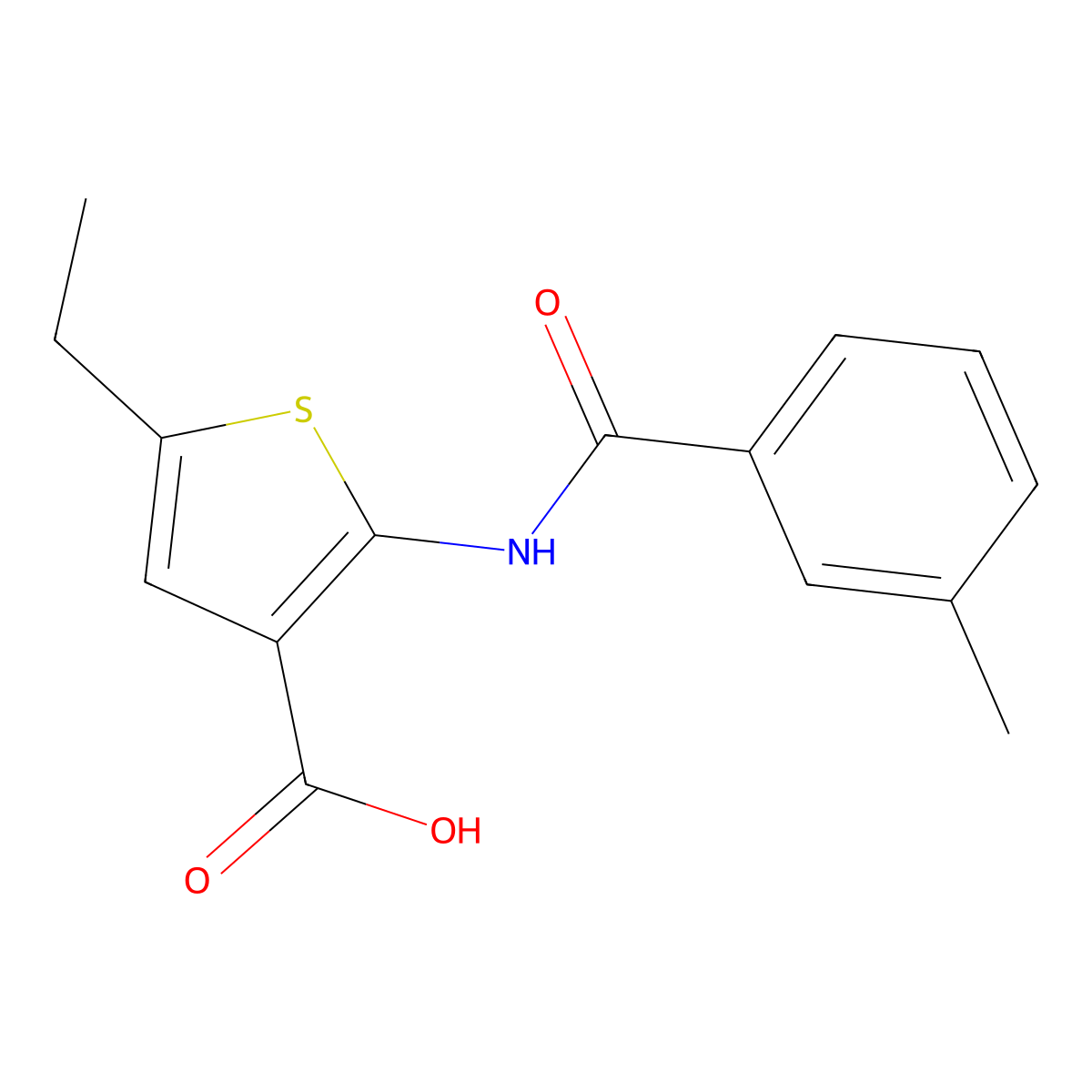 5-Ethyl-2-(3-methylbenzamido)thiophene-3-carboxylic acid molecular structure, CAS 312528-72-6
