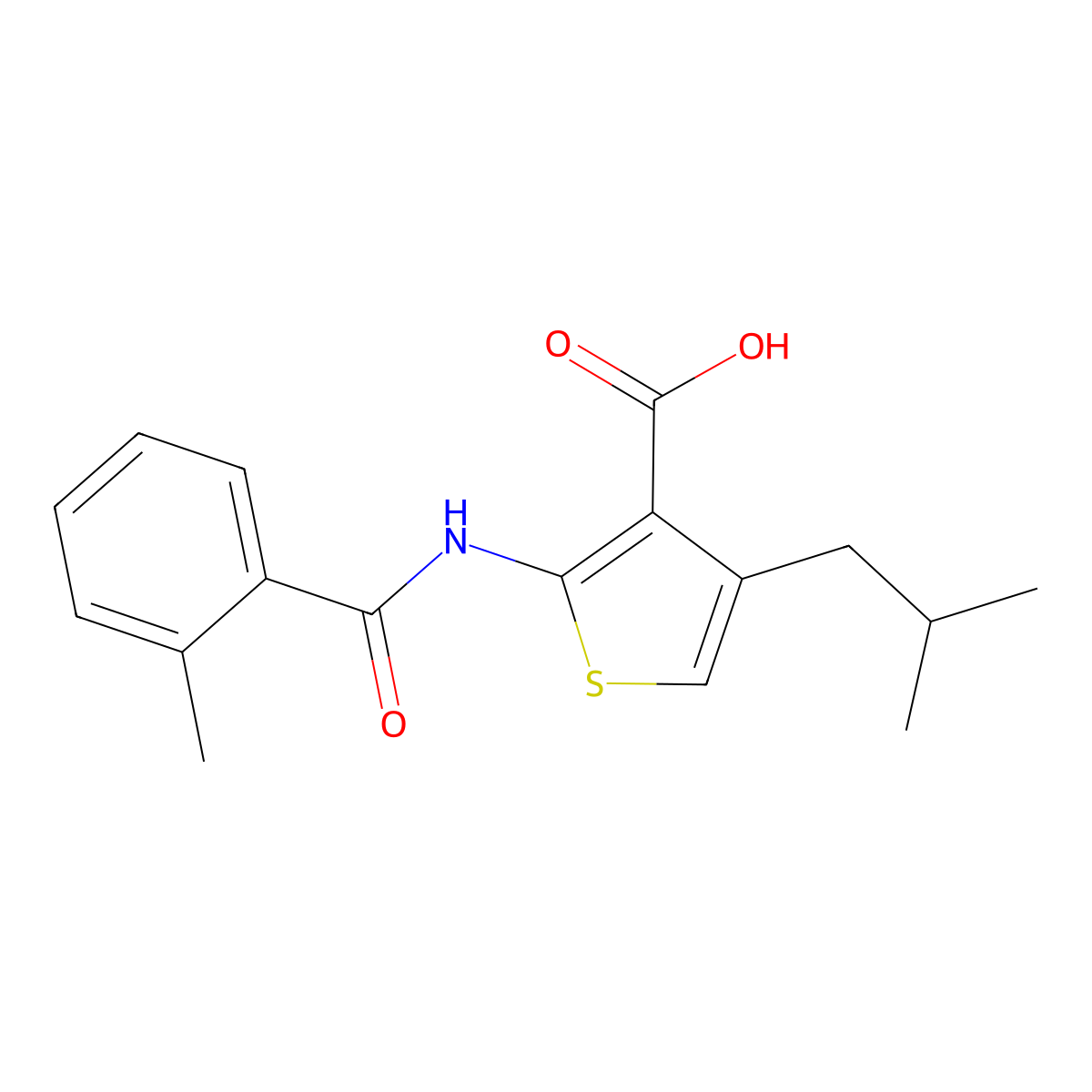 4-Isobutyl-2-(2-methylbenzamido)thiophene-3-carboxylic acid molecular structure, CAS 312528-75-9
