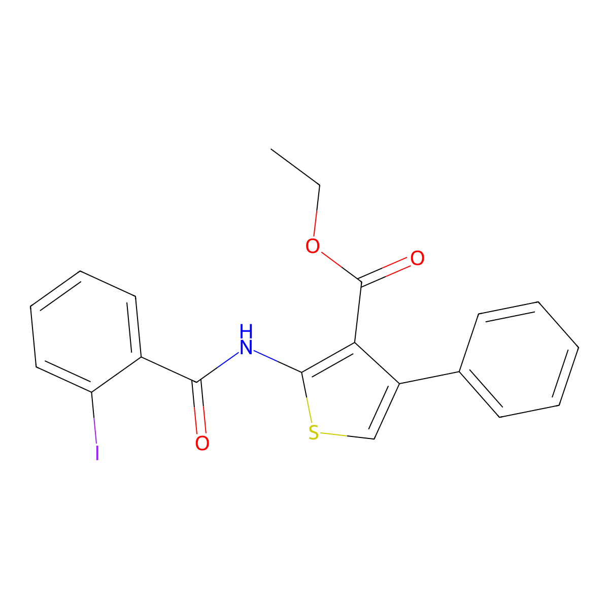 Ethyl 2-(2-iodobenzamido)-4-phenylthiophene-3-carboxylate molecular structure, CAS 312528-79-3