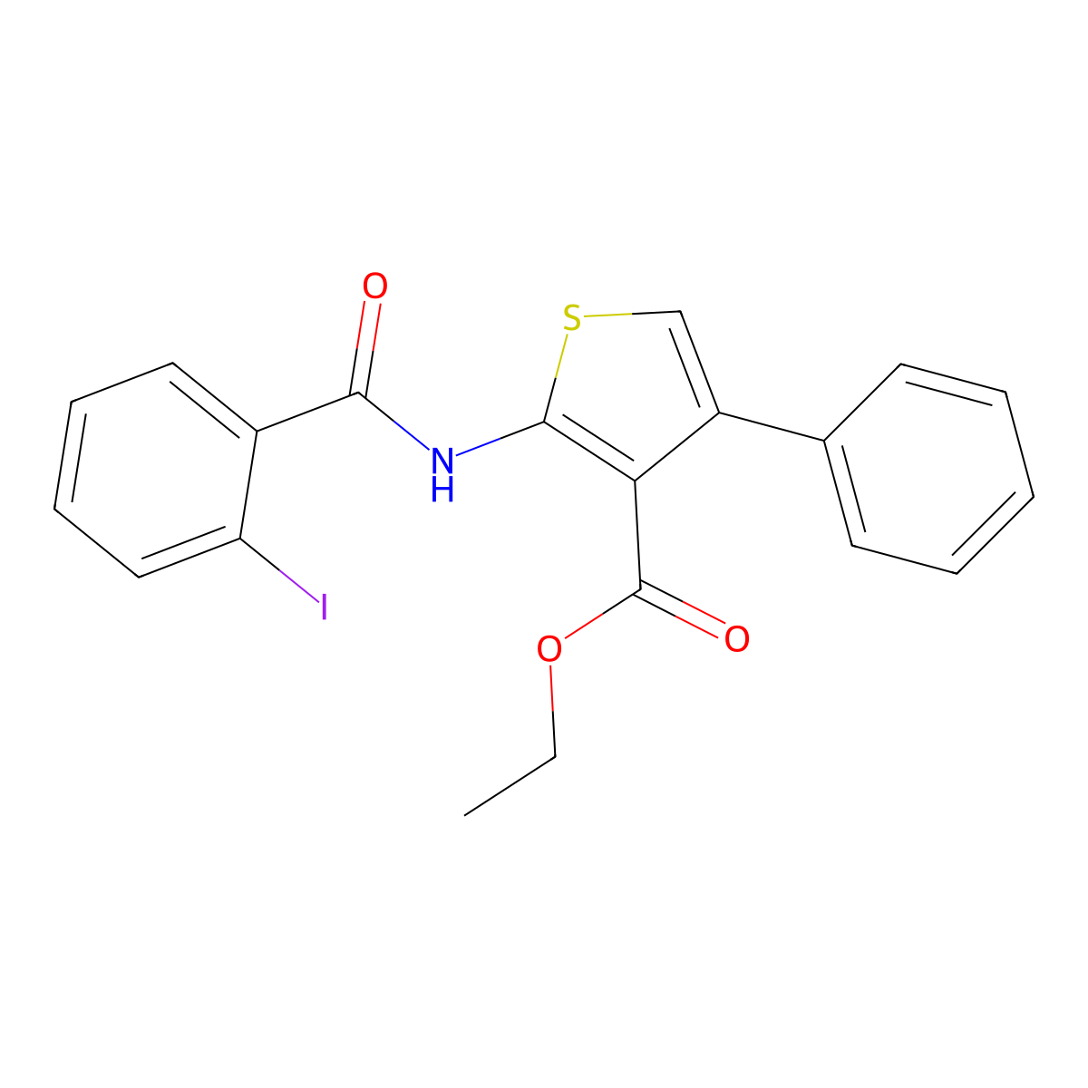 Ethyl 2-(2-iodobenzamido)-4-phenylthiophene-3-carboxylate molecular structure, CAS 312528-79-3