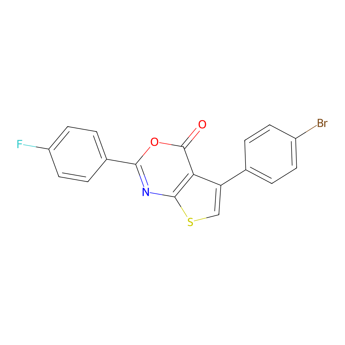 5-(4-bromophenyl)-2-(4-fluorophenyl)-4H-thieno[2,3-d][1,3]oxazin-4-one molecular structure, CAS 312528-83-9