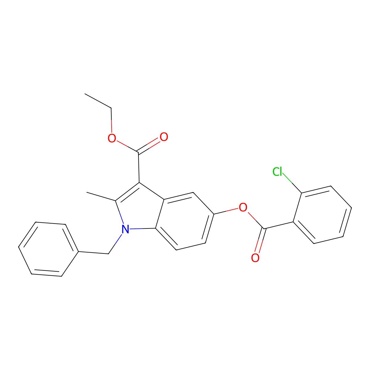 Ethyl 1-benzyl-5-(2-chlorobenzoyl)oxy-2-methylindole-3-carboxylate molecular structure, CAS 312528-84-0