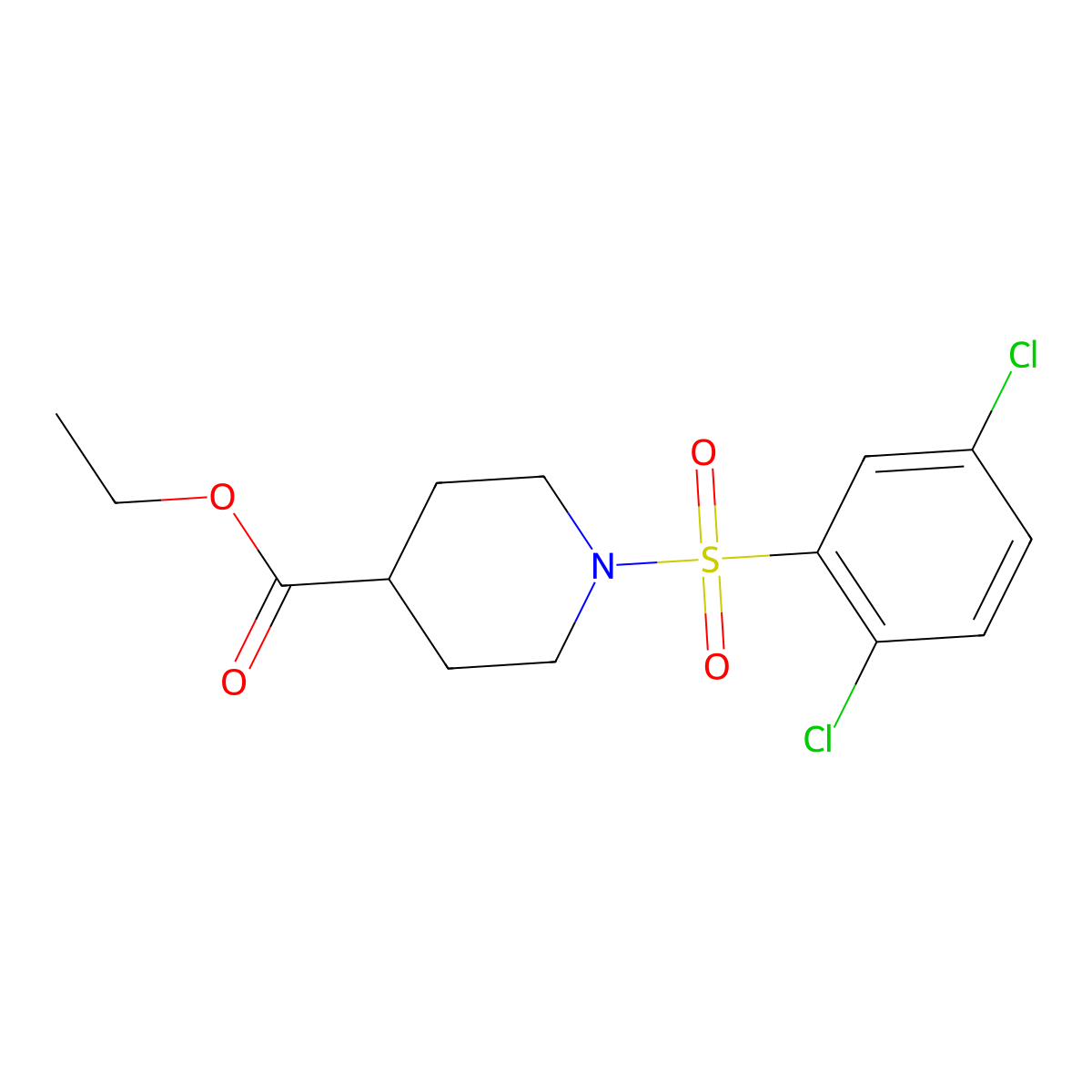 Ethyl 1-[(2,5-dichlorophenyl)sulfonyl]-4-piperidinecarboxylate molecular structure, CAS 312529-86-5