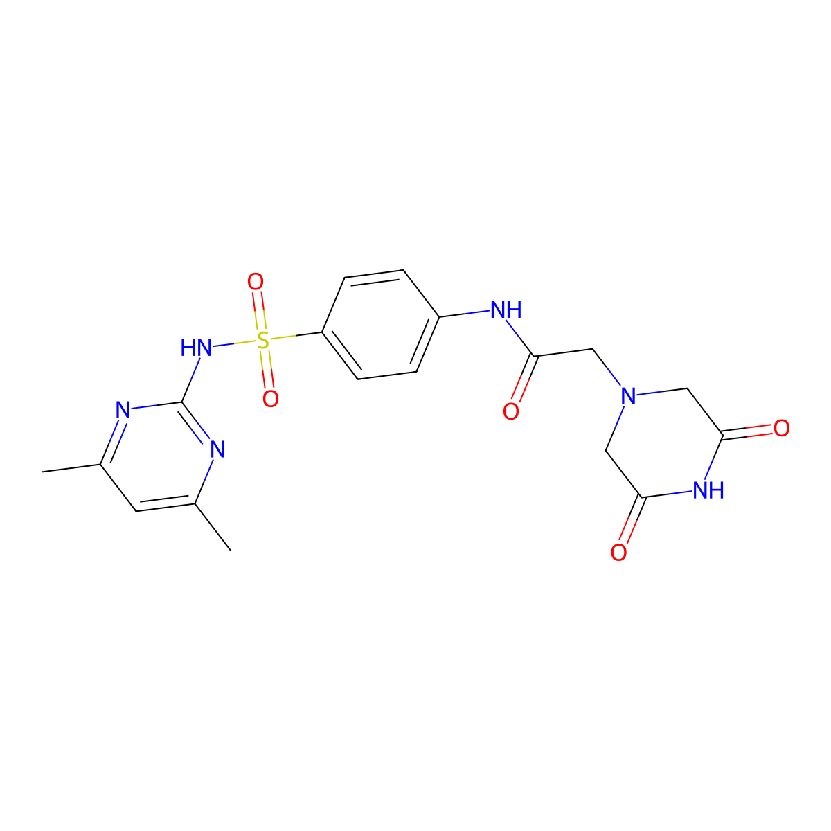 N-[4-[(4,6-dimethylpyrimidin-2-yl)sulfamoyl]phenyl]-2-(3,5-dioxopiperazin-1-yl)acetamide molecular structure, CAS 312530-61-3