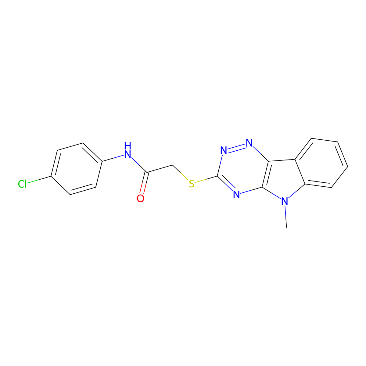 N-(4-chlorophenyl)-2-[(5-methyl-5H-[1,2,4]triazino[5,6-b]indol-3-yl)sulfanyl]acetamide molecular structure, CAS 312531-94-5