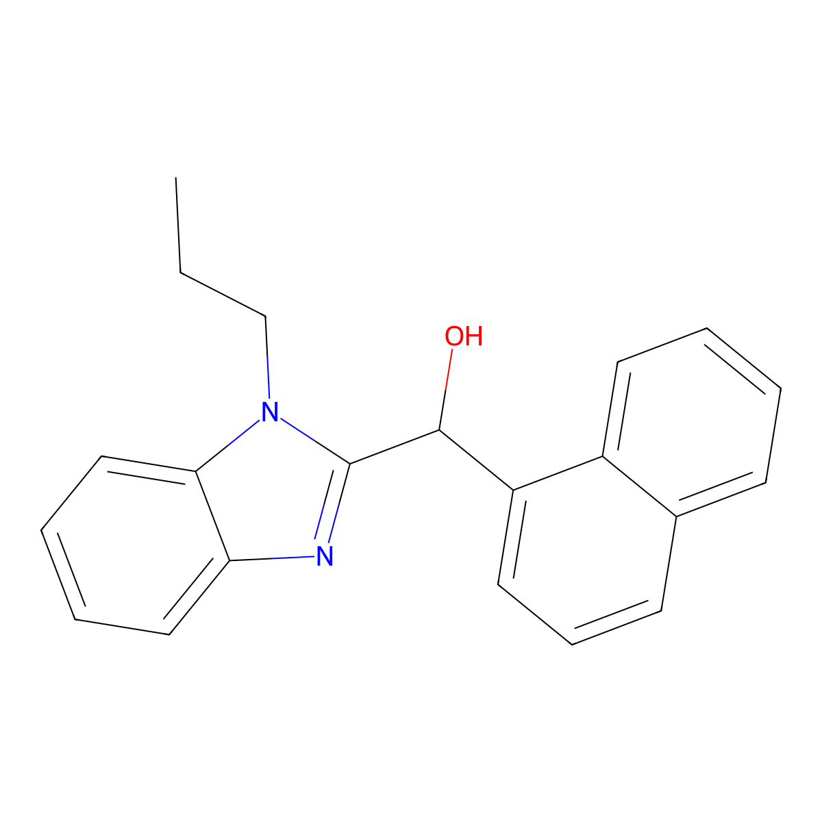 Naphthalen-1-yl-(1-propylbenzimidazol-2-yl)methanol molecular structure, CAS 312532-02-8
