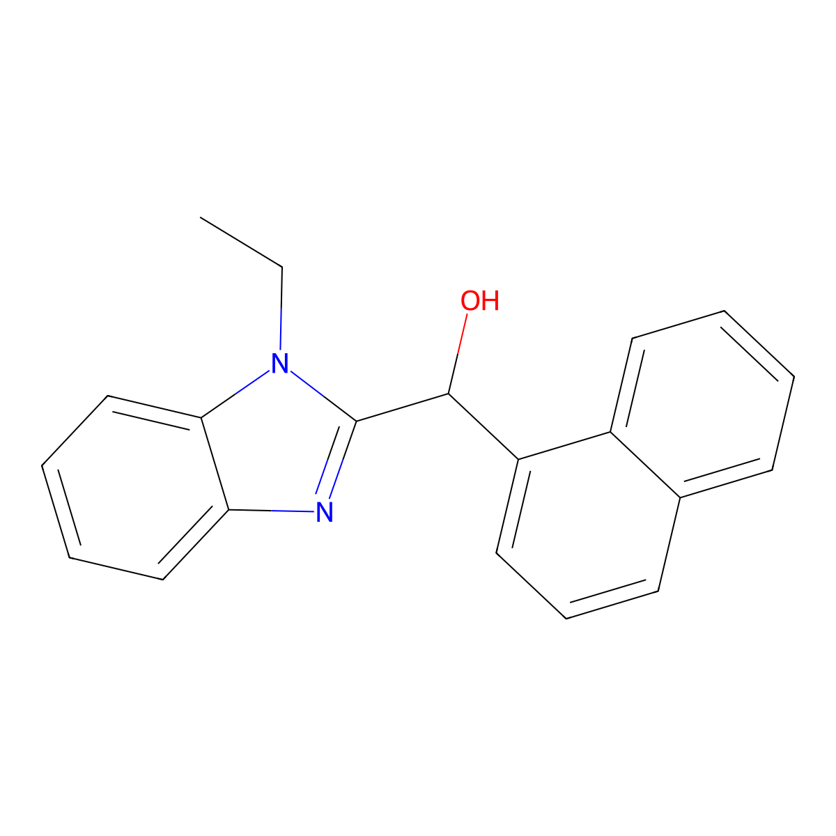 (1-Ethylbenzimidazol-2-yl)-naphthalen-1-ylmethanol molecular structure, CAS 312532-05-1