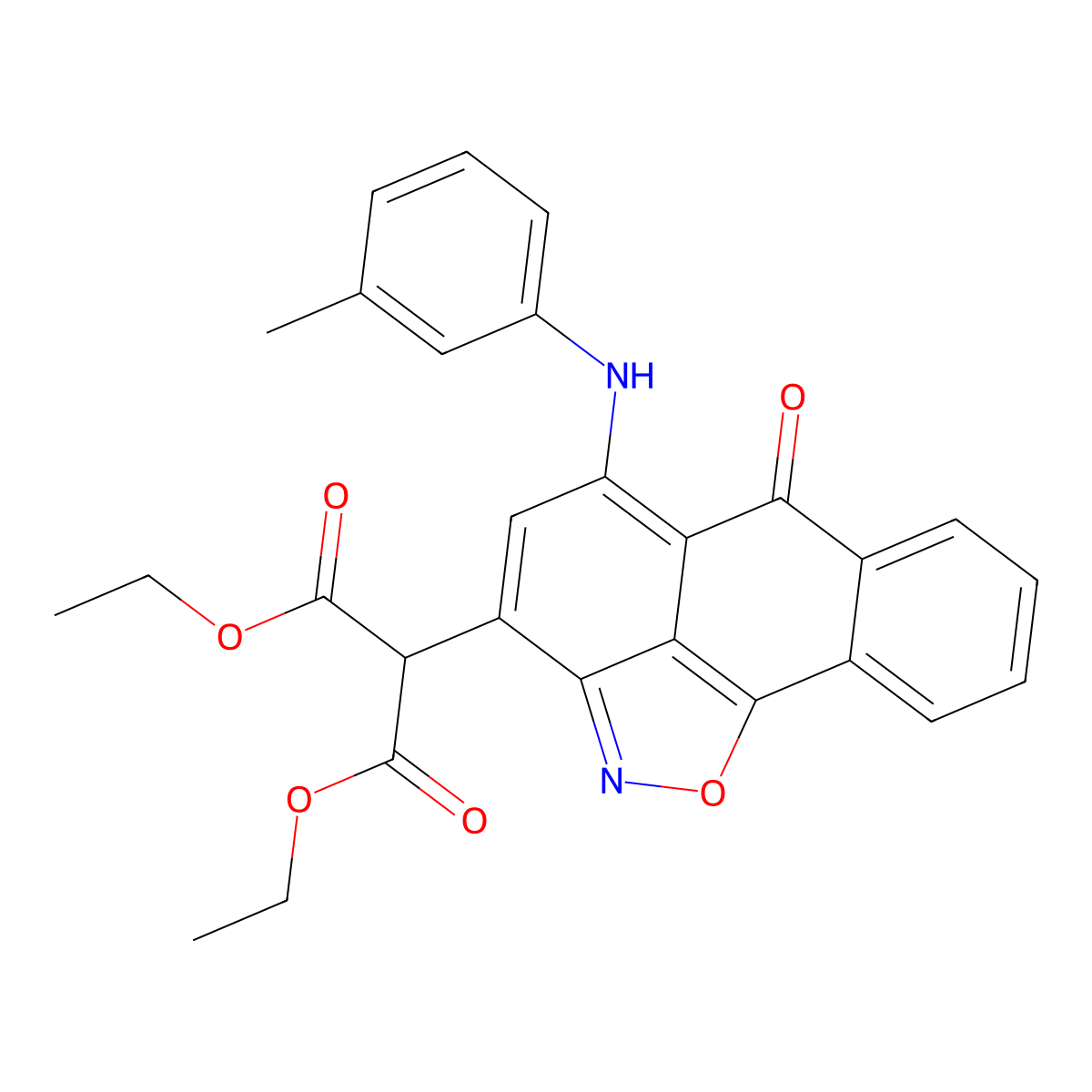 diethyl 2-(6-oxo-5-(m-tolylamino)-6H-anthra[1,9-cd]isoxazol-3-yl)malonate molecular structure, CAS 312533-05-4