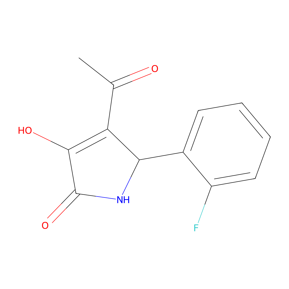 3-Acetyl-2-(2-fluorophenyl)-4-hydroxy-1,2-dihydropyrrol-5-one molecular structure, CAS 312533-12-3
