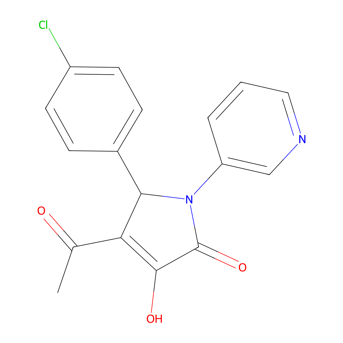 3-acetyl-2-(4-chlorophenyl)-4-hydroxy-1-pyridin-3-yl-2H-pyrrol-5-one molecular structure, CAS 312533-69-0