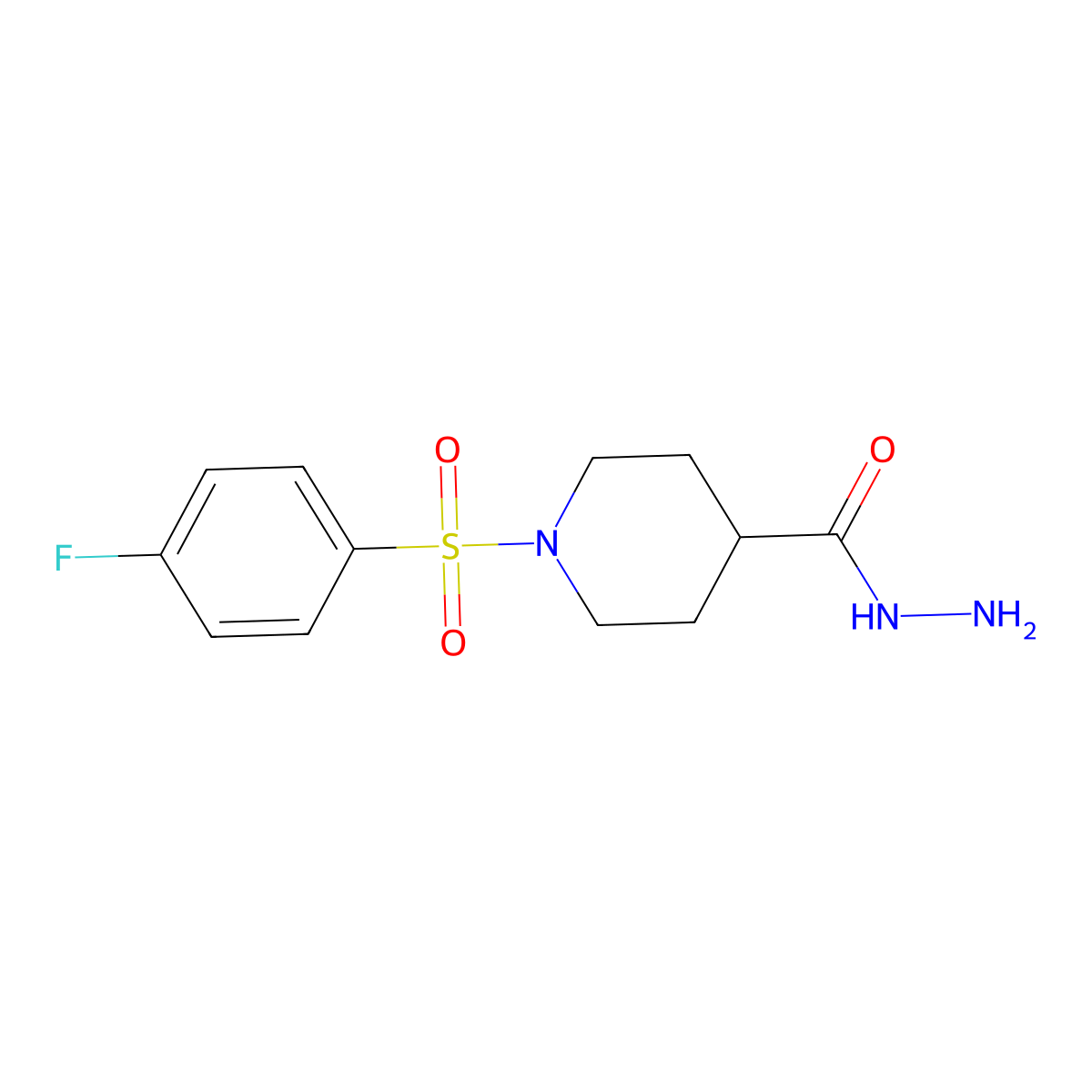 1-[(4-Fluorophenyl)sulfonyl]piperidine-4-carbohydrazide molecular structure, CAS 312534-13-7