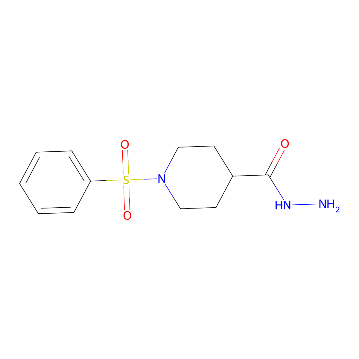 1-(Phenylsulfonyl)-4-piperidinecarboxylic acid hydrazide molecular structure, CAS 312534-14-8