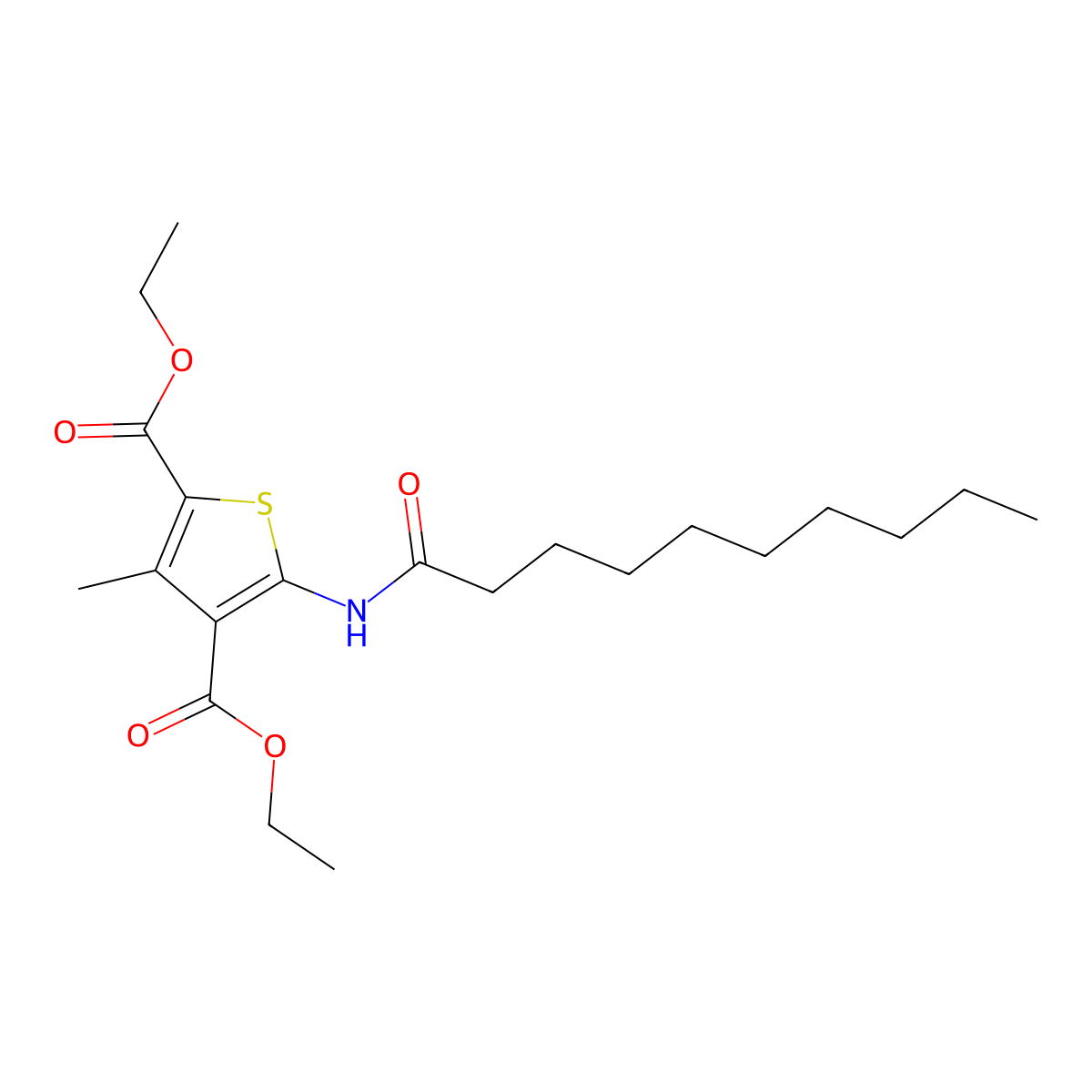 Diethyl 5-(decanoylamino)-3-methylthiophene-2,4-dicarboxylate molecular structure, CAS 312534-56-8