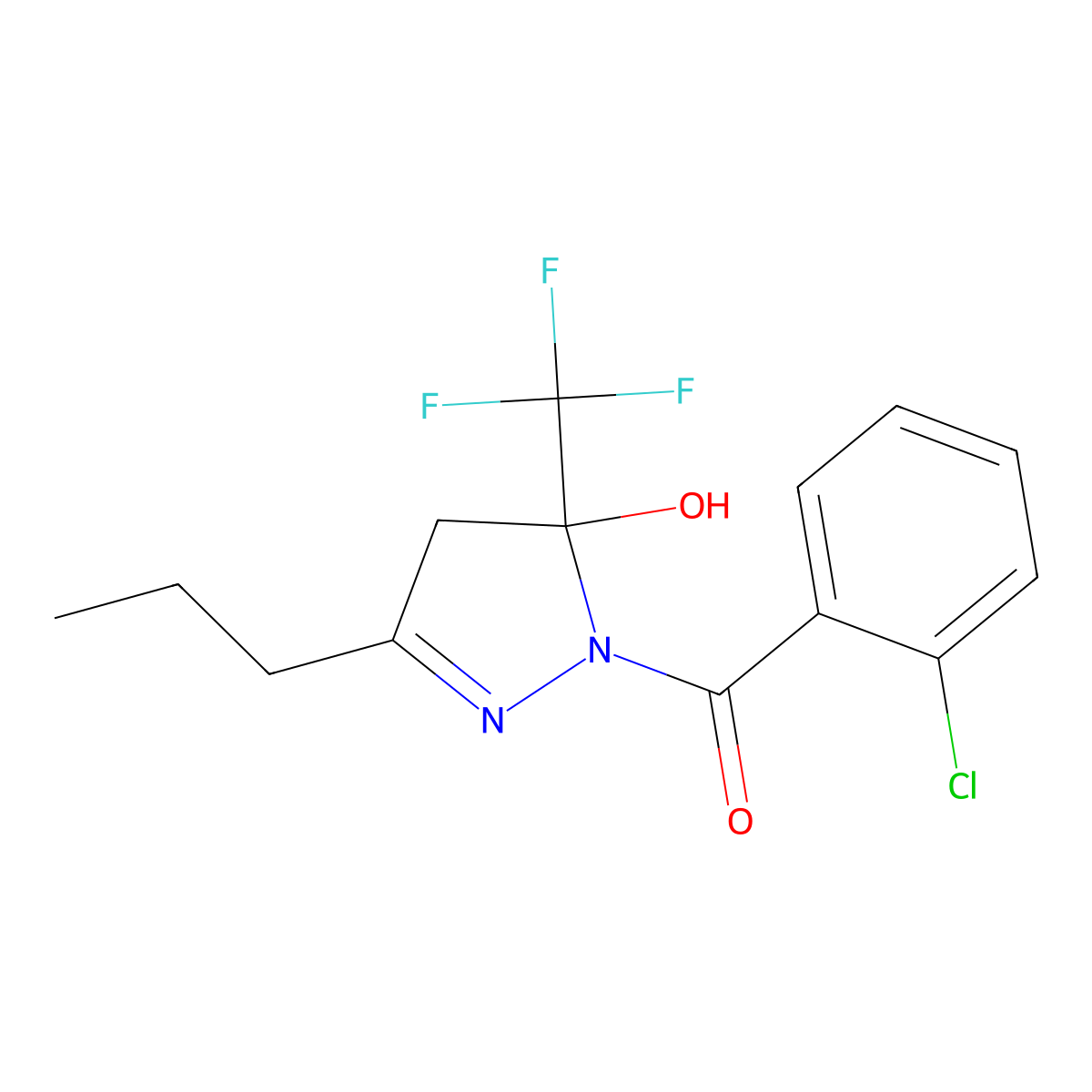 (2-chlorophenyl)-[5-hydroxy-3-propyl-5-(trifluoromethyl)-4H-pyrazol-1-yl]methanone molecular structure, CAS 312535-03-8