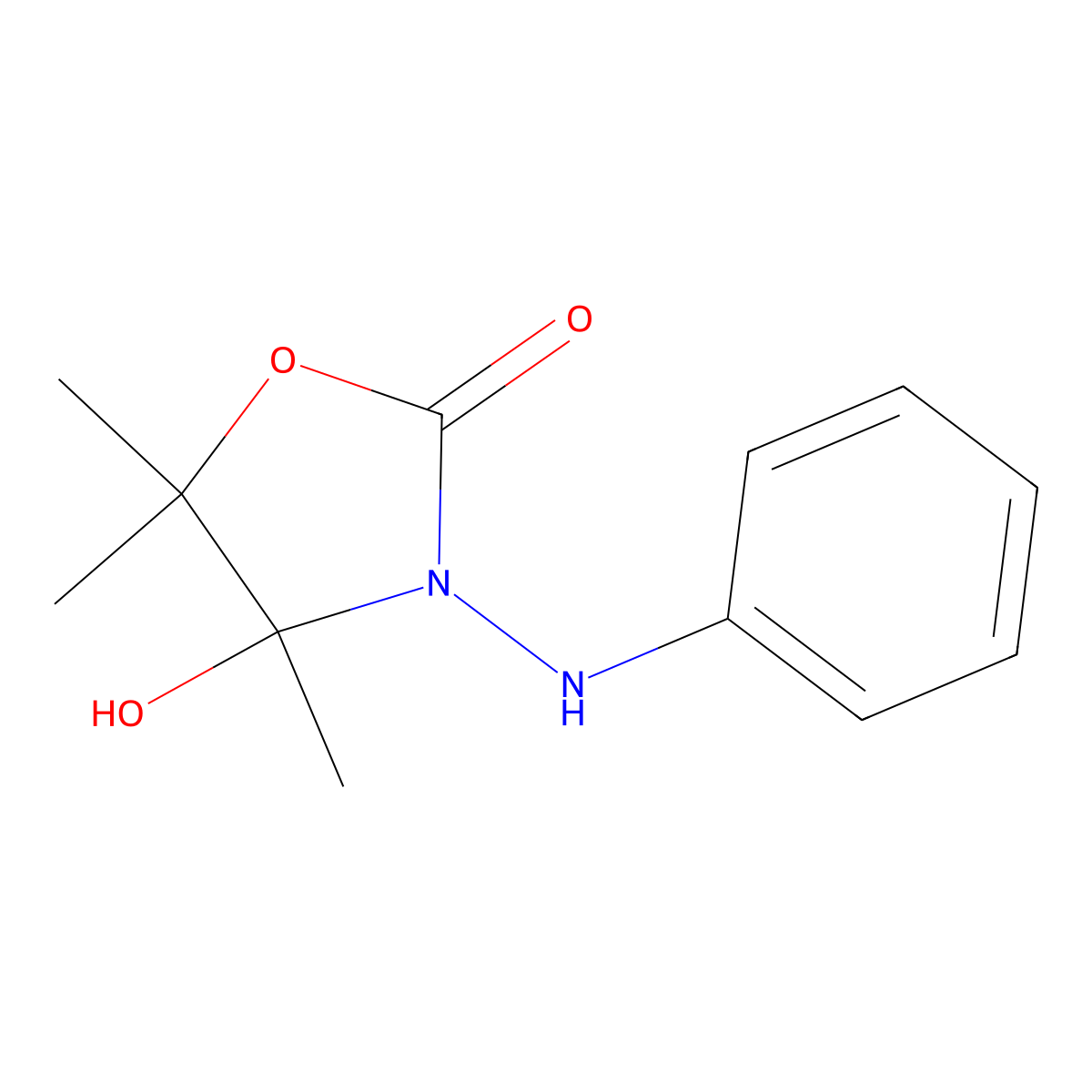 2-Oxazolidinone, 4-hydroxy-4,5,5-trimethyl-3-(phenylamino)- molecular structure, CAS 312535-41-4