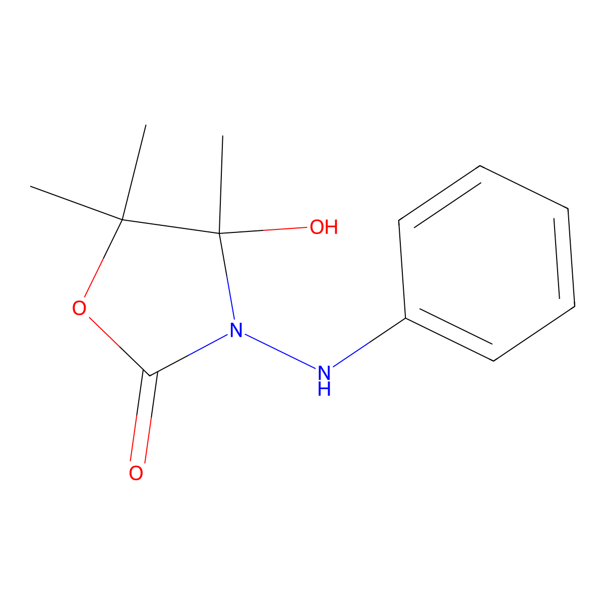 2-Oxazolidinone, 4-hydroxy-4,5,5-trimethyl-3-(phenylamino)- molecular structure, CAS 312535-41-4