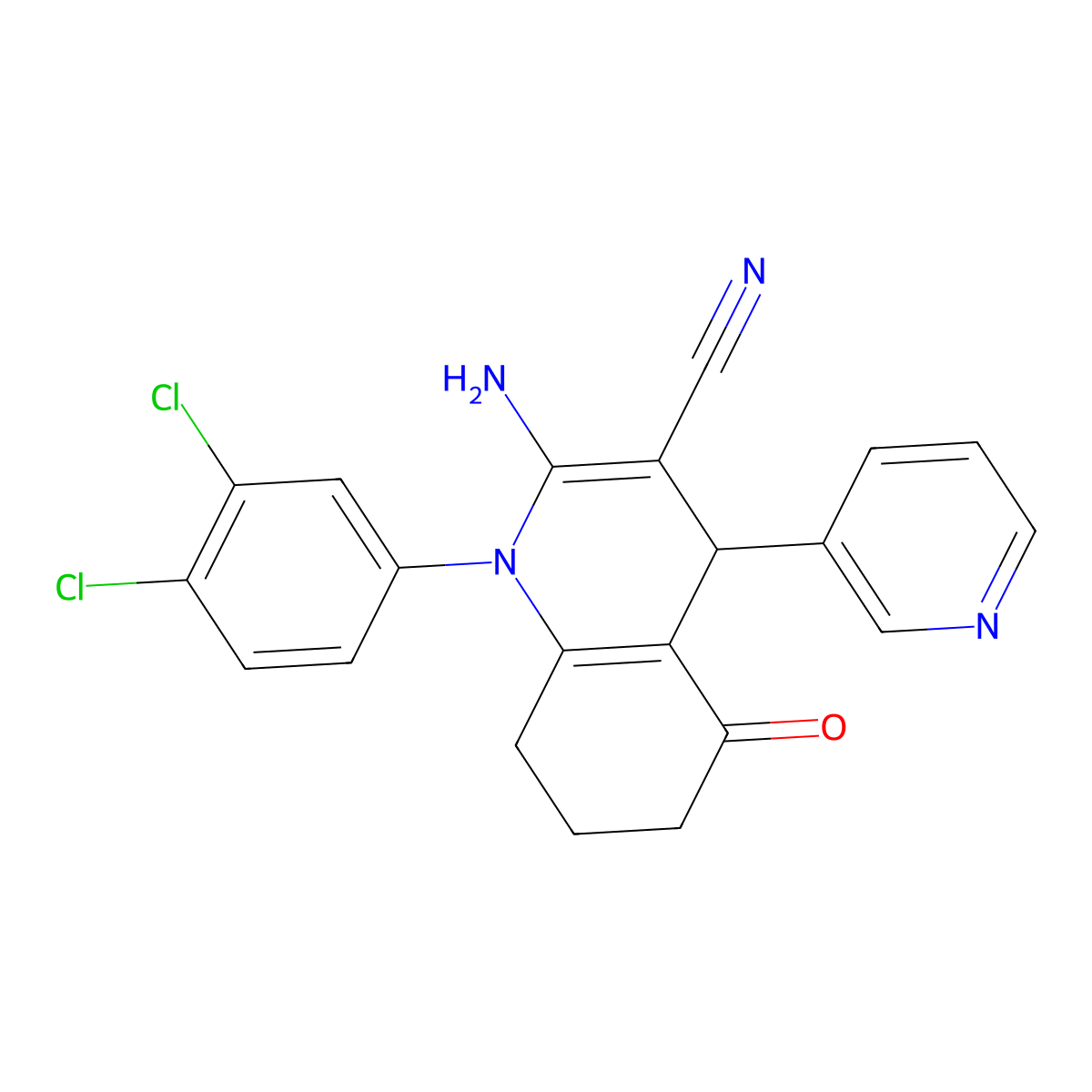 2-Amino-1-(3,4-dichlorophenyl)-5-oxo-4-(3-pyridinyl)-1,4,5,6,7,8-hexahydro-3-quinolinecarbonitrile molecular structure, CAS 312535-47-0