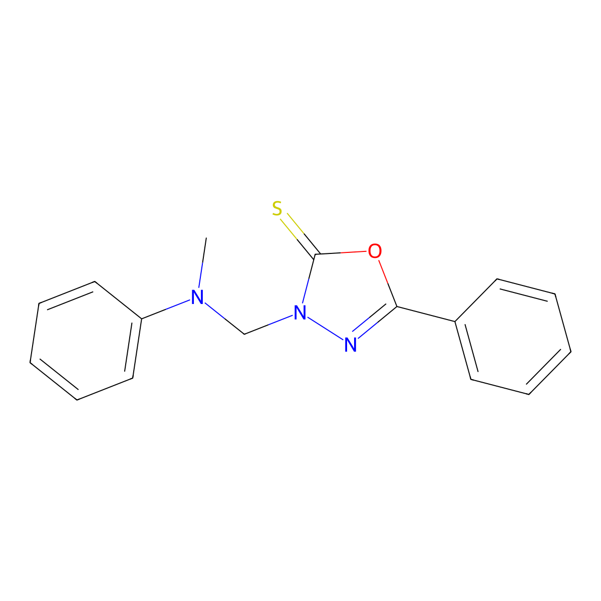 3-[(N-methylanilino)methyl]-5-phenyl-1,3,4-oxadiazole-2-thione molecular structure, CAS 312536-11-1