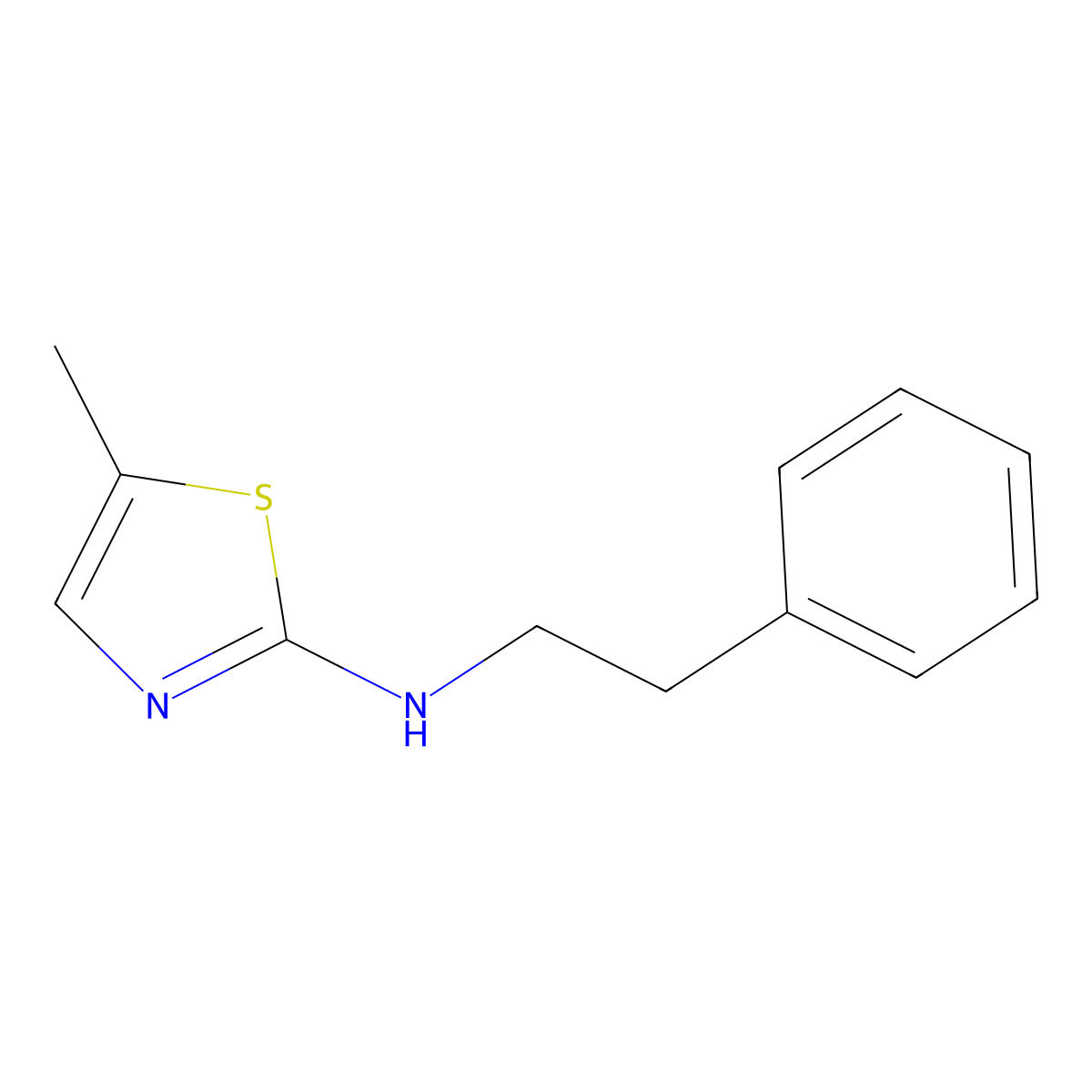 5-methyl-N-(2-phenylethyl)-1,3-thiazol-2-amine molecular structure, CAS 312536-18-8
